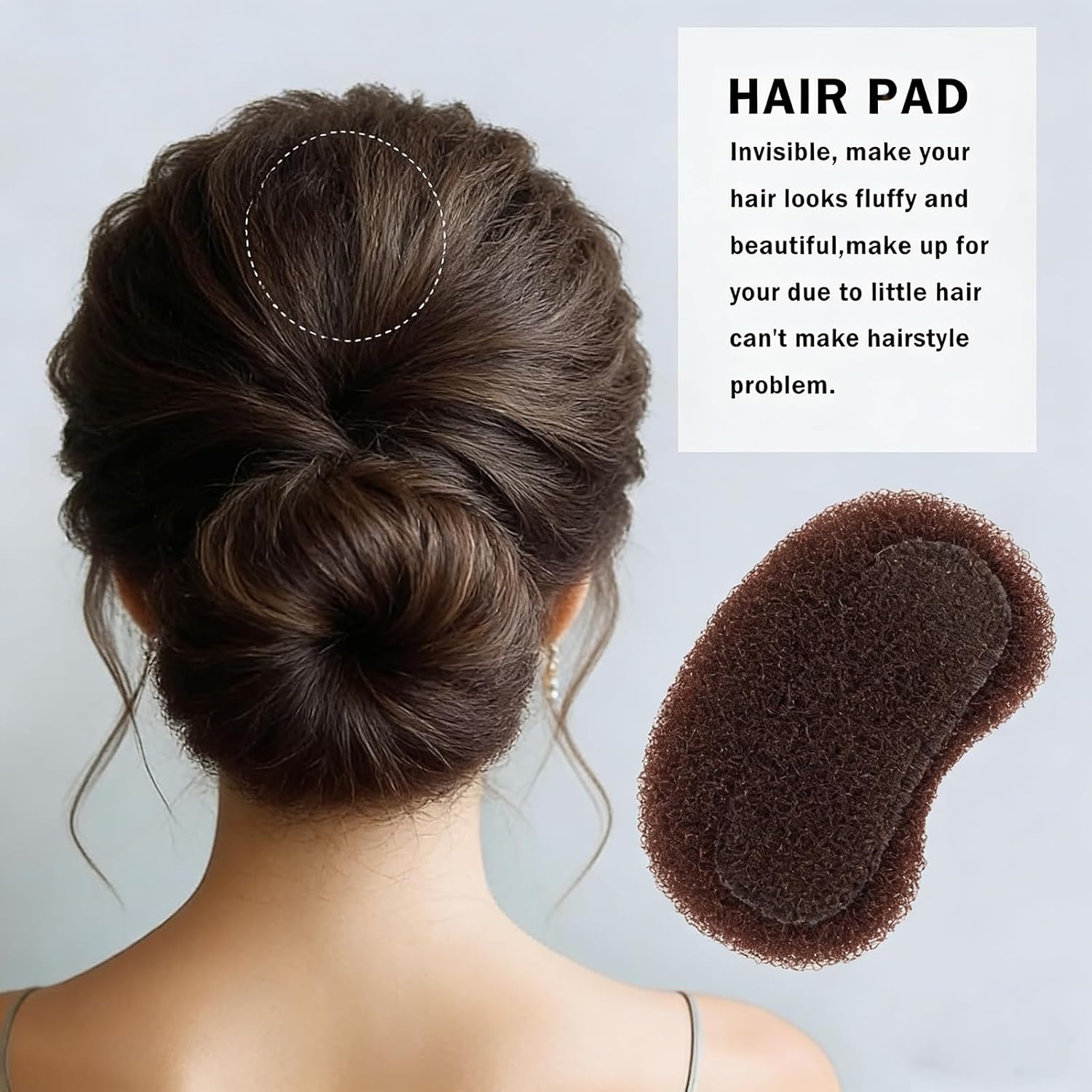 2 Pcs Hair Volume Clip Bump It Up Hair Clip Sponge Bump It Up Volume Inserts Hair Base Hair Pad Do Beehive Hair Base Hair Styling Tools for Women Girls(Brown) image 5
