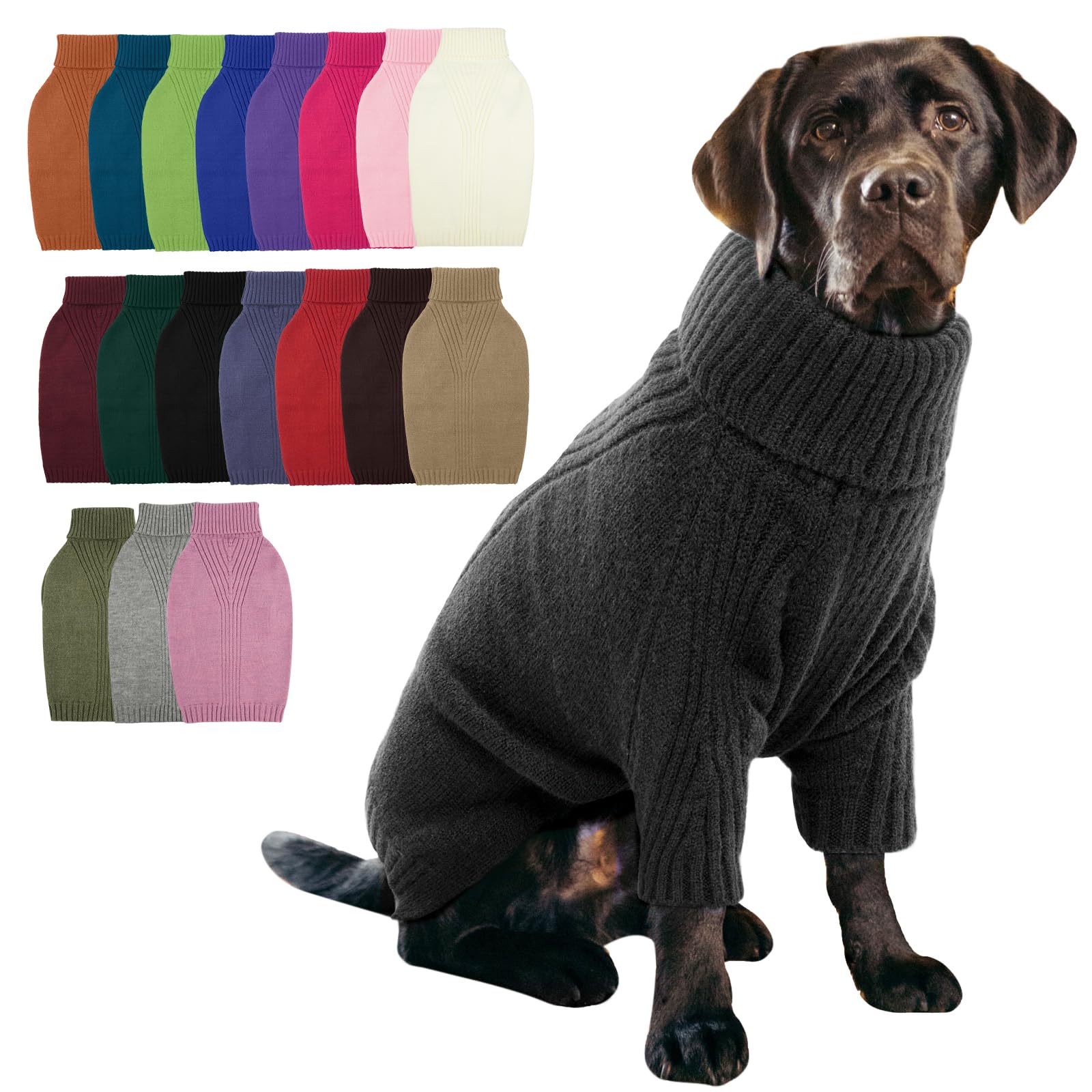 IECOii Maglione natalizio per cani e cuccioli di taglia extra large, maglione a collo alto per animali domestici per le vacanze del Ringraziamento, facile da mettere e da togliere (grigio, taglia