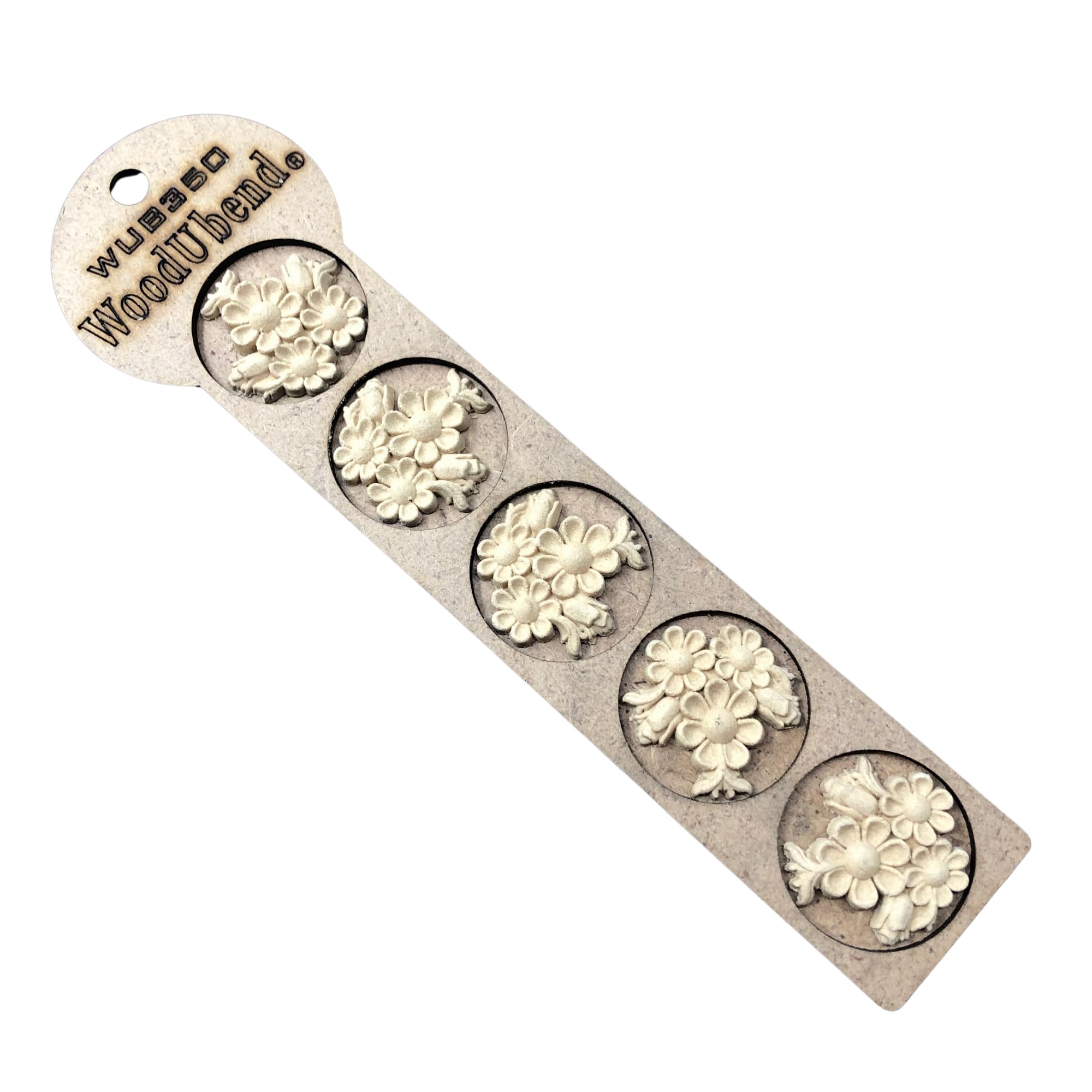 WoodUbend WUB0350 Flower Garland Appliques - Heat Bendable & Flexible Wood Onlays 3.5x3.5cm - DIY Craft, Furniture & Home Decor - Easy to Apply &