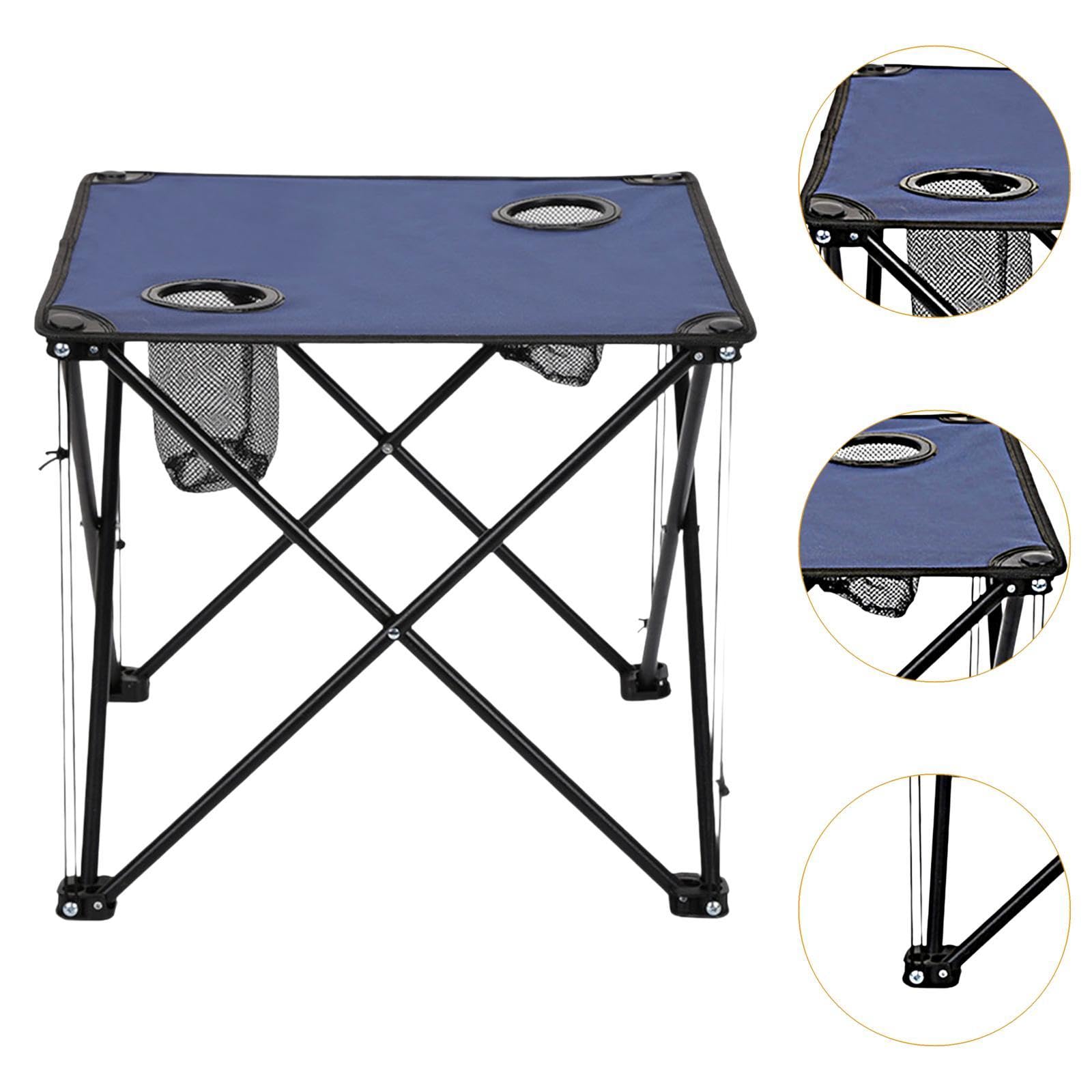 kowaku Table de Camping Pliable Multifonctionnelle pour Extérieur avec Porte-gobelets Ossature Métallique Solide Tissu Oxford Rangement Facile, Bleu