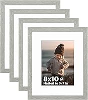 Vista 94 de KINLINK Juego de 4 portarretratos plateados de 5 x 7, marcos de fotos de madera con paspartú de 4 x 6 con plexiglás para 4 x 6 con paspartú o 5 x 7