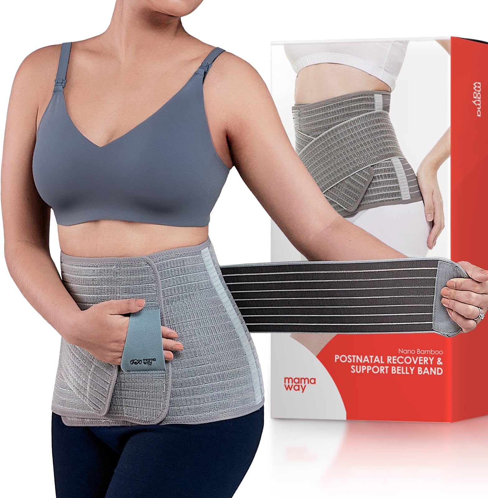 SSnugFit Postpartum Belly Band – Ultra-Breathable, Contoured C-section Belly Binder, Postnatal Girdle for Abdominal Support & Back Pain Relief, Made with Soft, Skin-Friendly Fabric