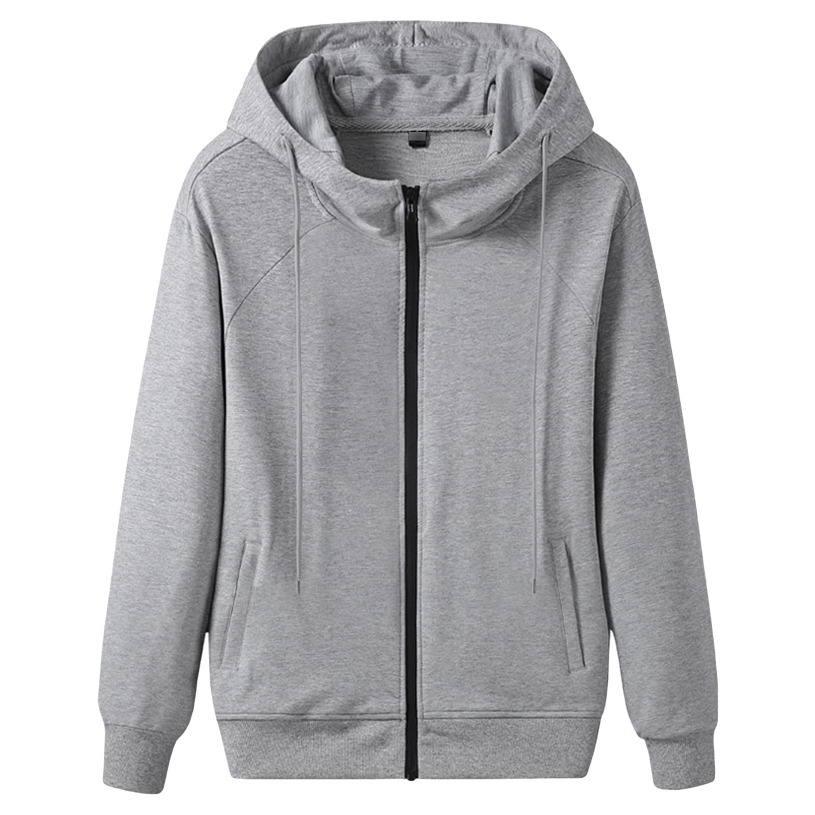 Maiyifu-GJ Men's Slim Fit Full Zip Hoodies Lightweight Athletic Casual Hooded Sweatshirt Long Sleeve Active Hoodie Jackets (Light Grey,3X-Large)