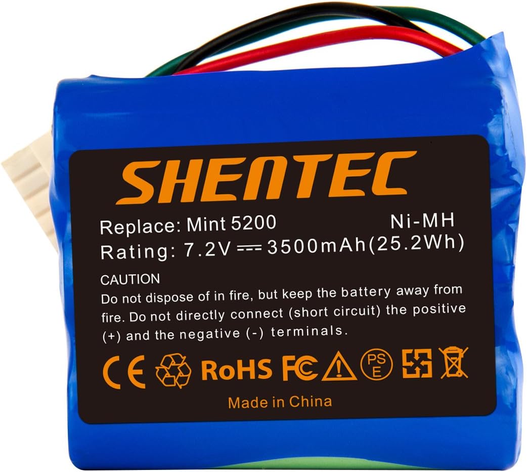 Batmax Batteria NI-MH 7.2V 3000mAh Per IRobot Braava 380t, 380, Mint 5200 – Ricambio Per Aspirapolvere