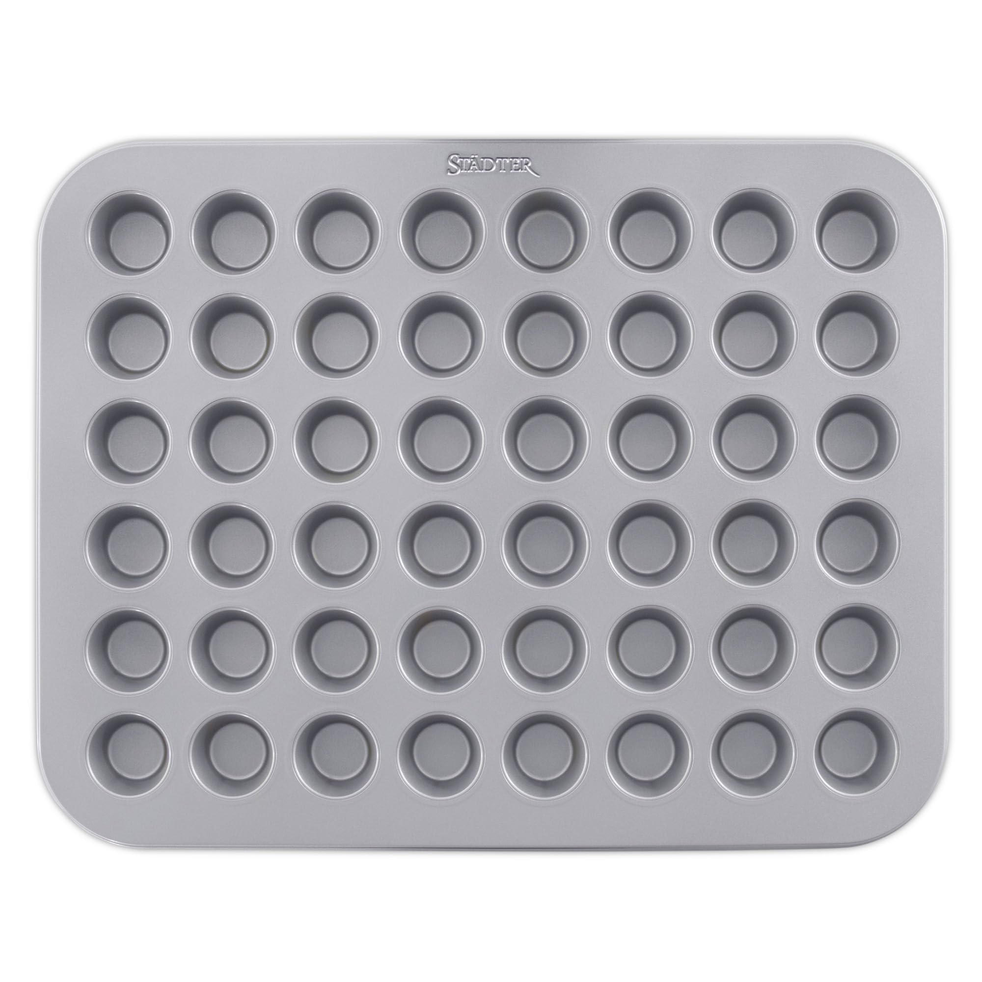 Städter we love baking Muffin Konfekt Backform, 48 Mini-Muffins, Antihaftbeschichtung, made without PFAS, 40x31 cm, hochwertige langlebige Metallform, ideal für Backliebhaber