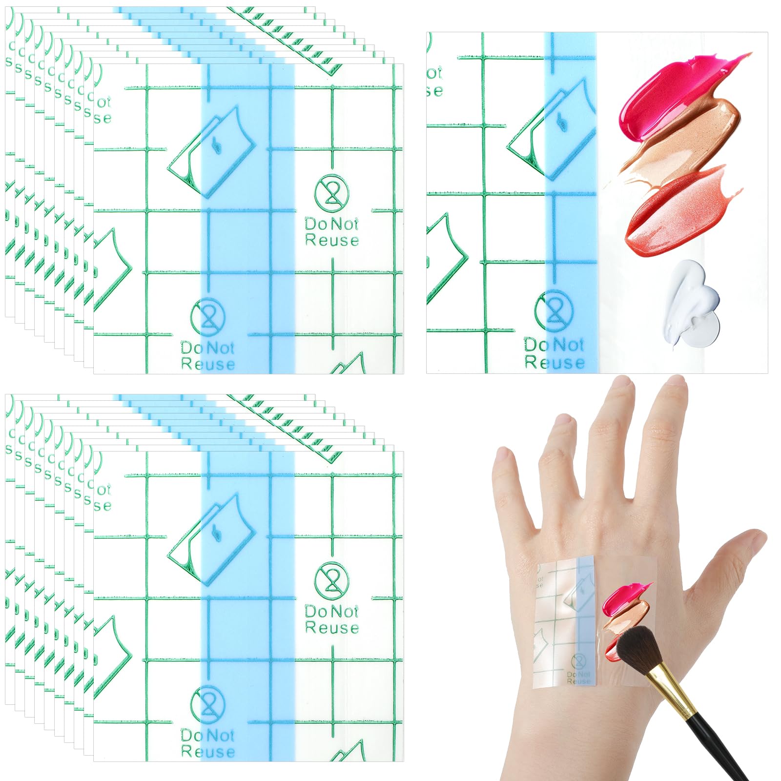 Paleta de mano de maquillaje de 100 piezas, paleta de mezcla de maquillaje de un solo uso, paleta de mezcla de maquillaje profesional, imprescindible, desechable, transparente, impermeable, 8