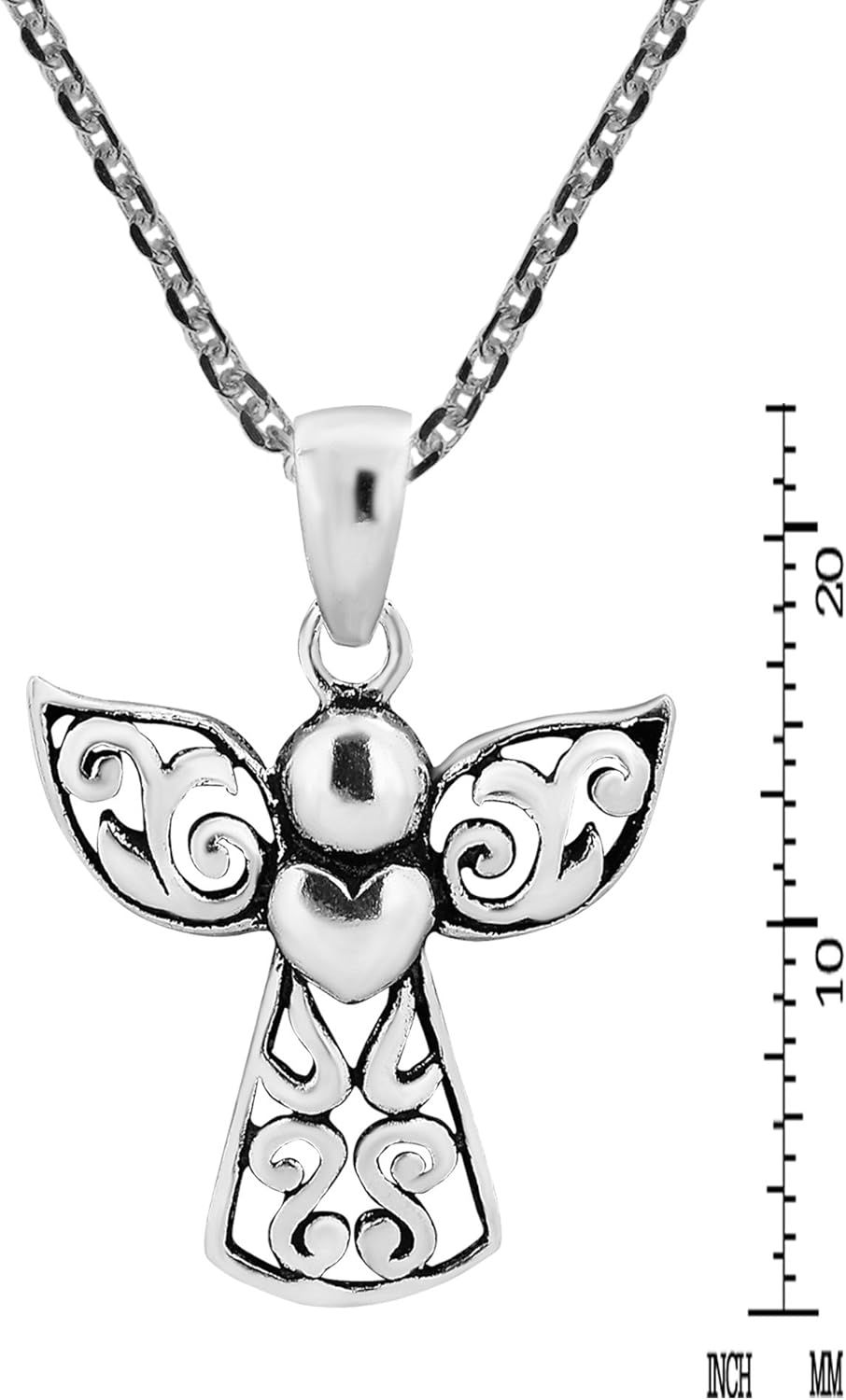 AeraVida Guardian Angel of Love Sterling Silver Jewelry | 16x30mm Filigree Symbolic Earrings or Necklace | Protective Sentimental Gift for Women in Oxidized .925 Silver with Fish Hook or Pendant Options - Image 5