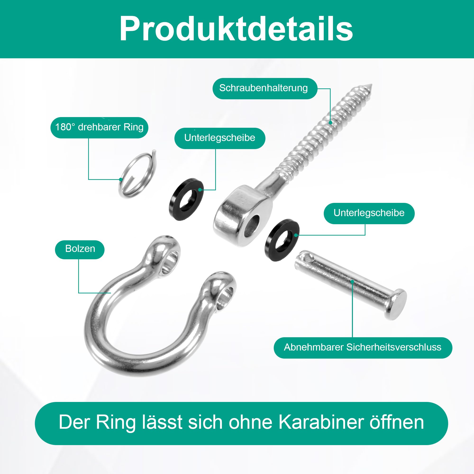 Lot De 2 Crochets De Balançoire En Acier Inoxydable 304 - Pivot 180°, Charge 250kg, Pour Poutres Bois, Hamac, Yoga