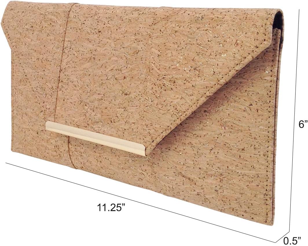 JNB Cork Envelope Flat Clutch Gold