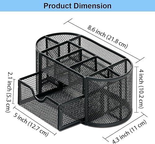 Miniatura 2 de AUSTARK Organizador de escritorio de almacenamiento de papelería, soporte para lápices para escritorio, malla de alambre, suministros de oficina,