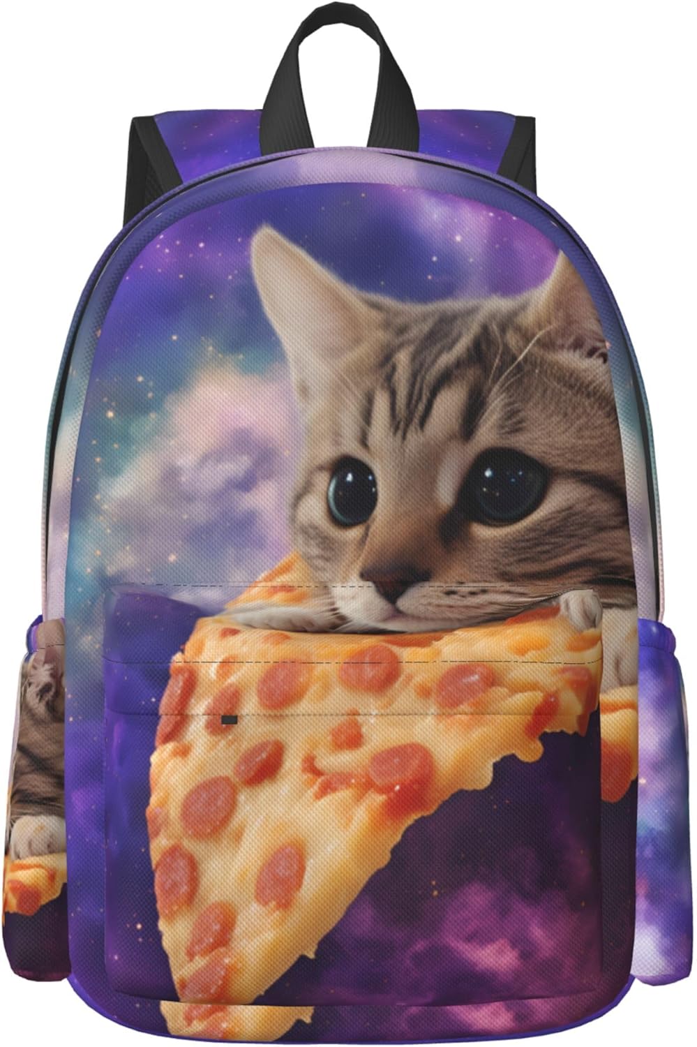 16 inch backpack Funny Galaxy Cat Pizza Laptop Backpack Full Print School Bookbag Shoulder Bag for Travel Daypack