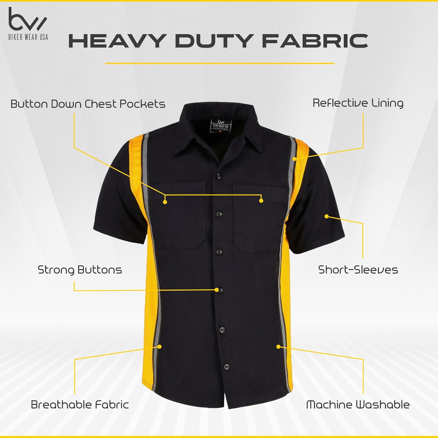 Men’s Work Shirt- Mechanical/Industrial Work Shirt with Vertical Reflective Lining - Image 5