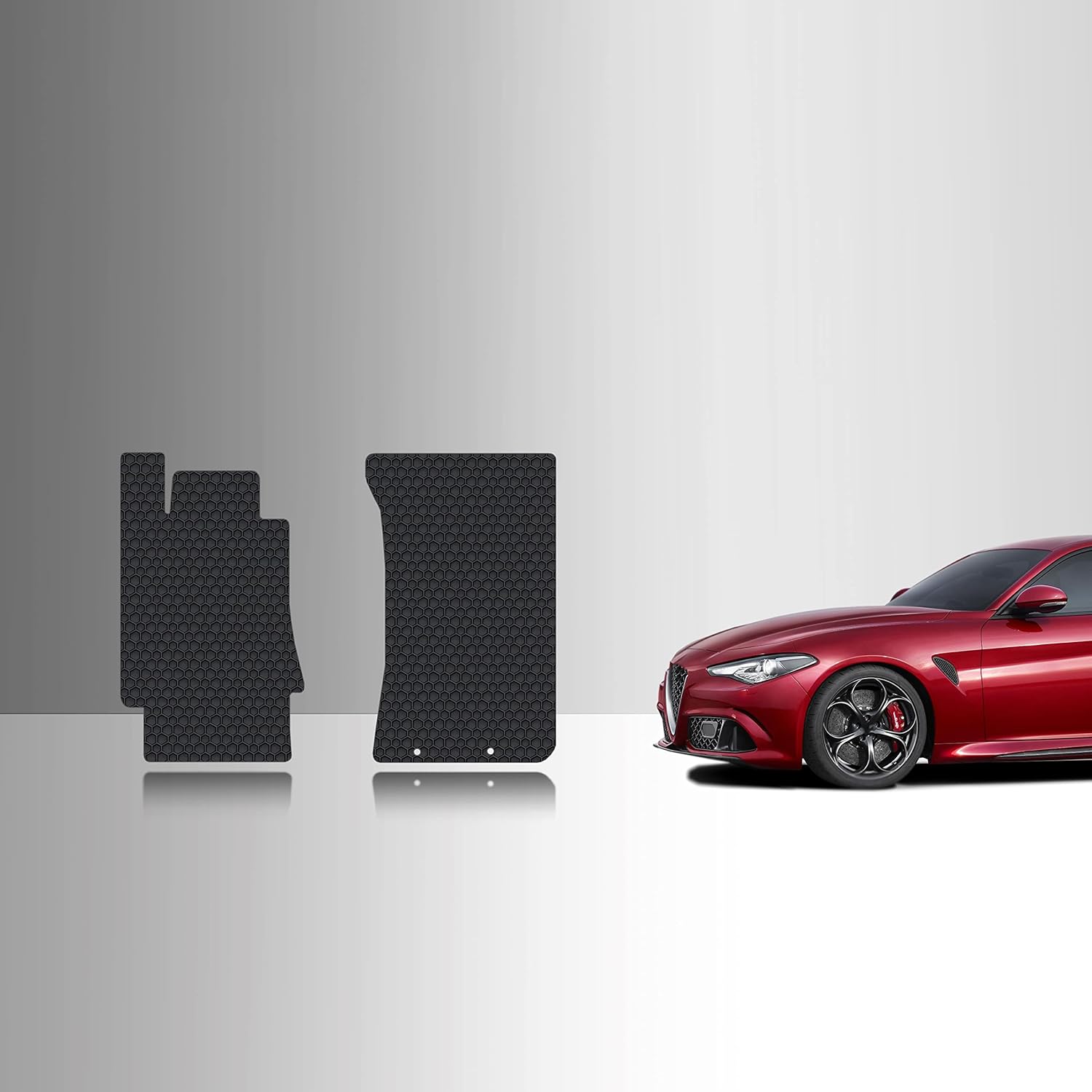 TOUGHPRO Front Mats Accessories Set for Alfa Romeo Giulia RWD All Weather Heavy Duty Custom Fit (Made in USA) Black Rubber 2017 2018 2019 2020 2021 2022 2023 2024 2025