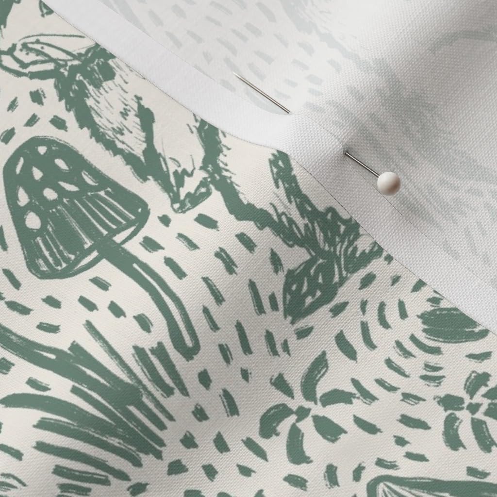 Spoonflower Fabric - Woodland Creatures Hedgehog Fox Mushrooms Wildflowers Rustic Woodlands Printed on Petal Signature Cotton Fabric by The Yard - Sewing Quilting Apparel Crafts Decor