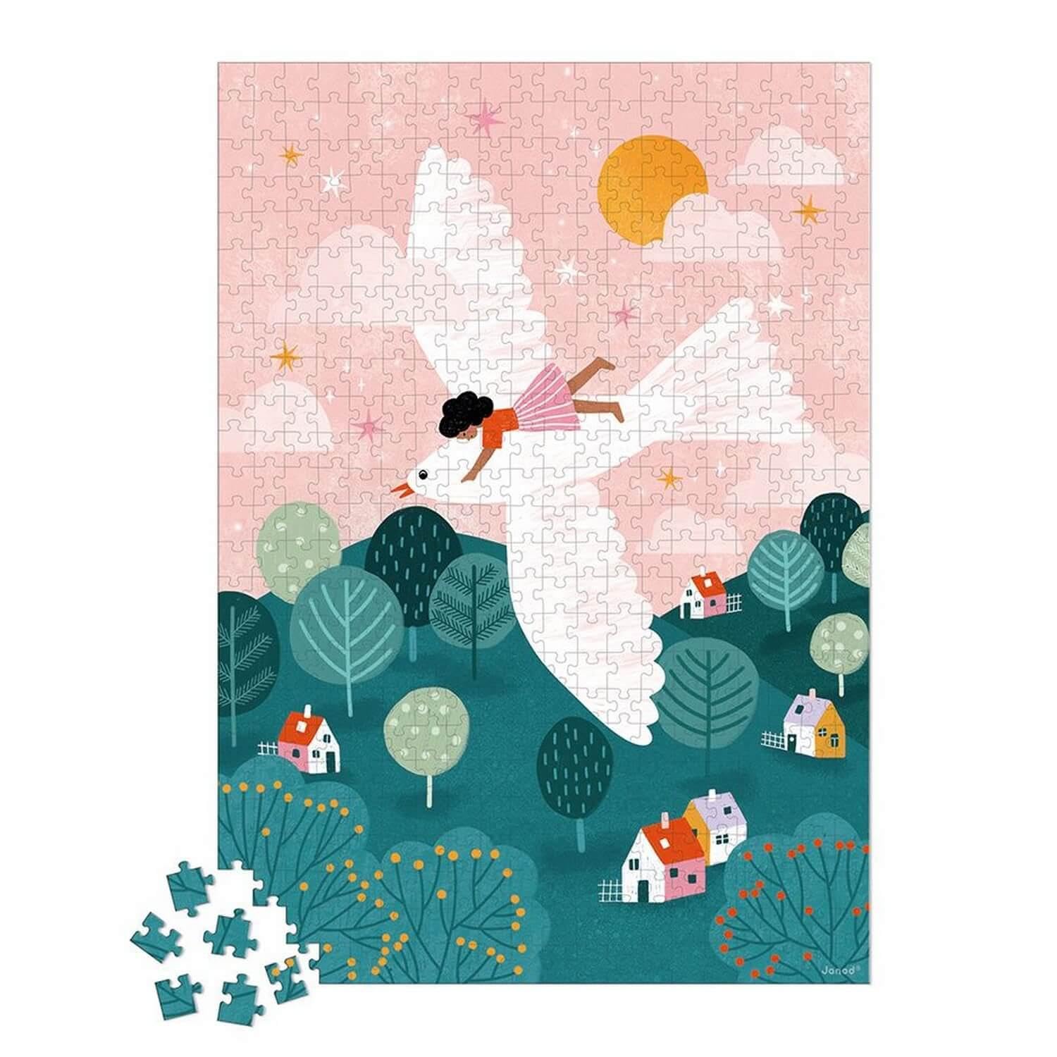 Janod - 500-Piece Puzzle - Dove - Suitable for Adults, Teens & Kids - Develops Patience and Dexterity - Made in Europe & FSC-Certified - 10 Years +, J02521