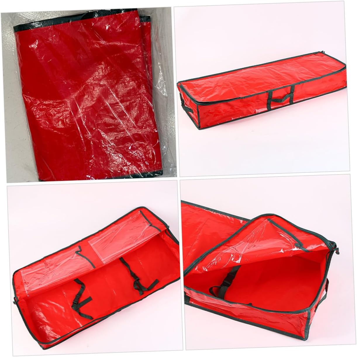 SEWACC Large Christmas Tree Storage Bag with Handle Waterproof Red Xmas Tree Carrying Pouch 120x36x13cm Zippered Holiday Storage Organizer and Home Use