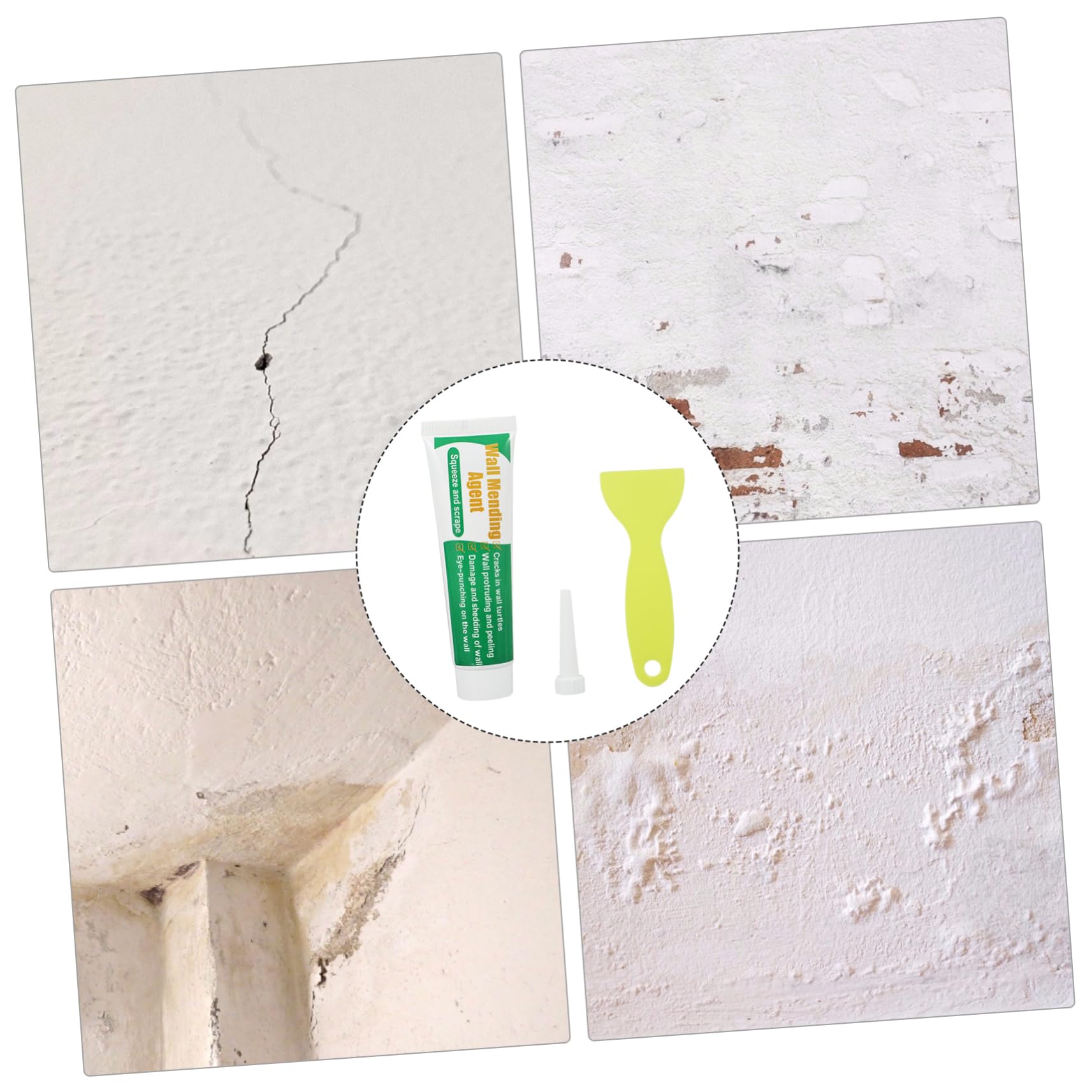 Operitacx 2 Ensembles Kit de Réparation Murale Enduit Lissage avec Spatule pour Fissures Mur Intérieur Plafond Usage Facile