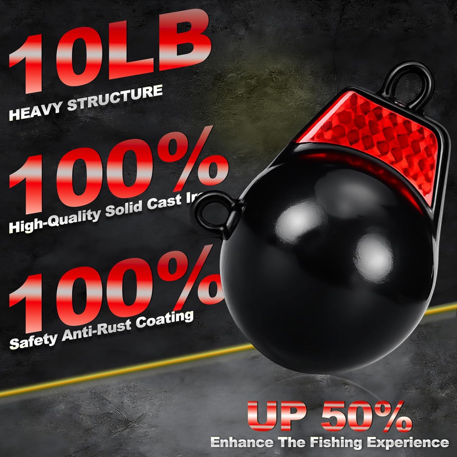 Coated Downrigger Ball Weight with Keel Downrigger Weights Vinyl-Coated Trolling Weight for Boats Round Marine Accessories Black