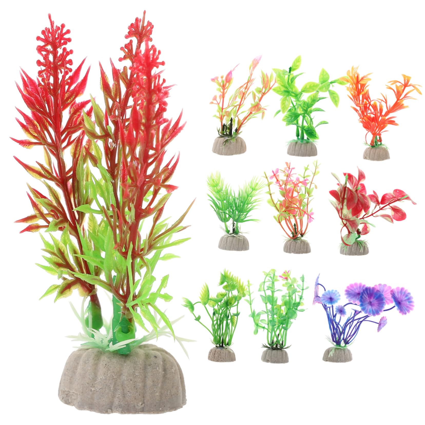 PRETYZOOM 5 Series Decoraciones De Peceras Acuario Interior Decoración Tanque Plantas Accesorios para Peceras Decoraciones Planta De Pecera El Plastico 10 Piezas X 5