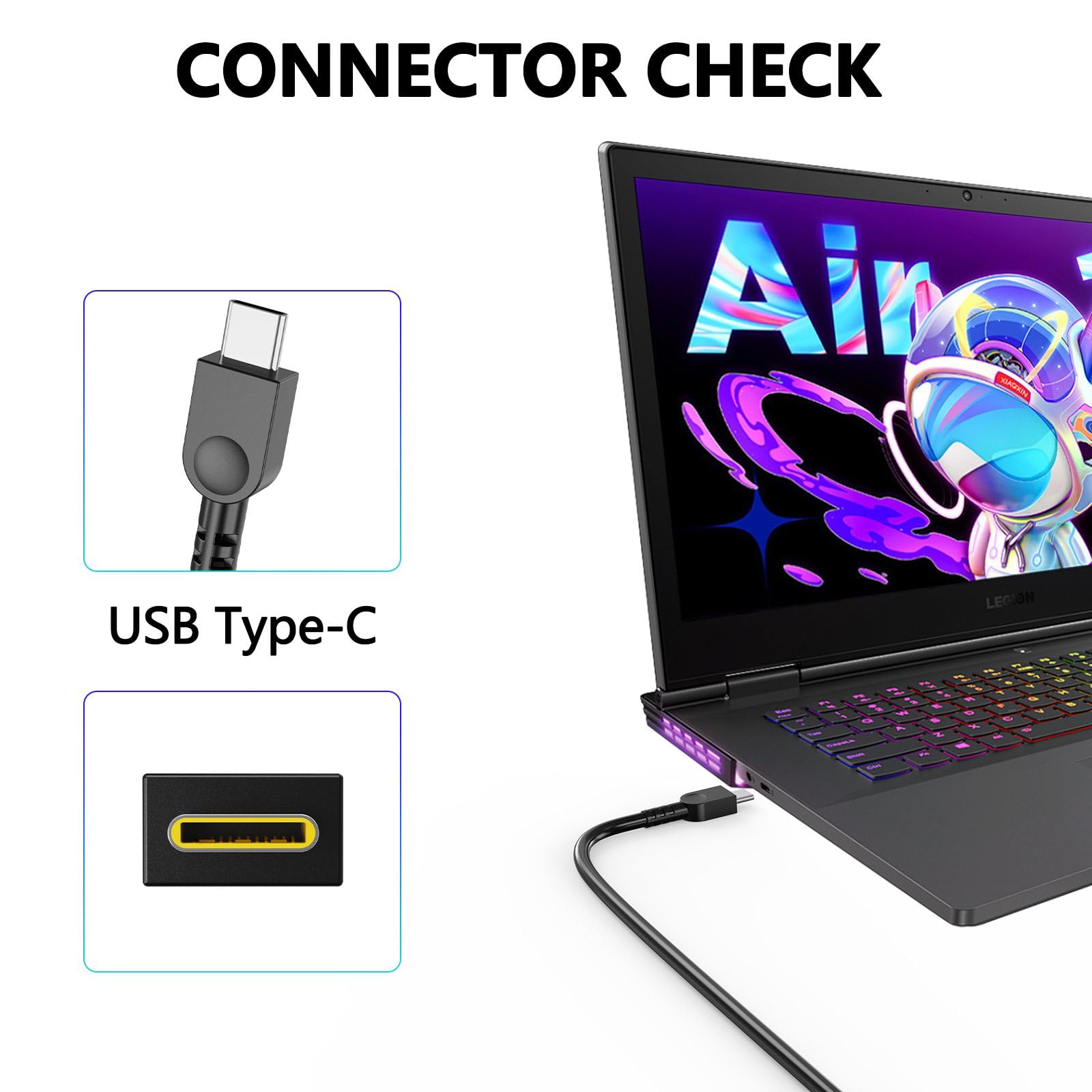 Ładowarka sieciowa USB typu C 65 W dla Lenovo Thinkpad Yoga Chromebook IdeaPad Laptop Kabel Zasilacz