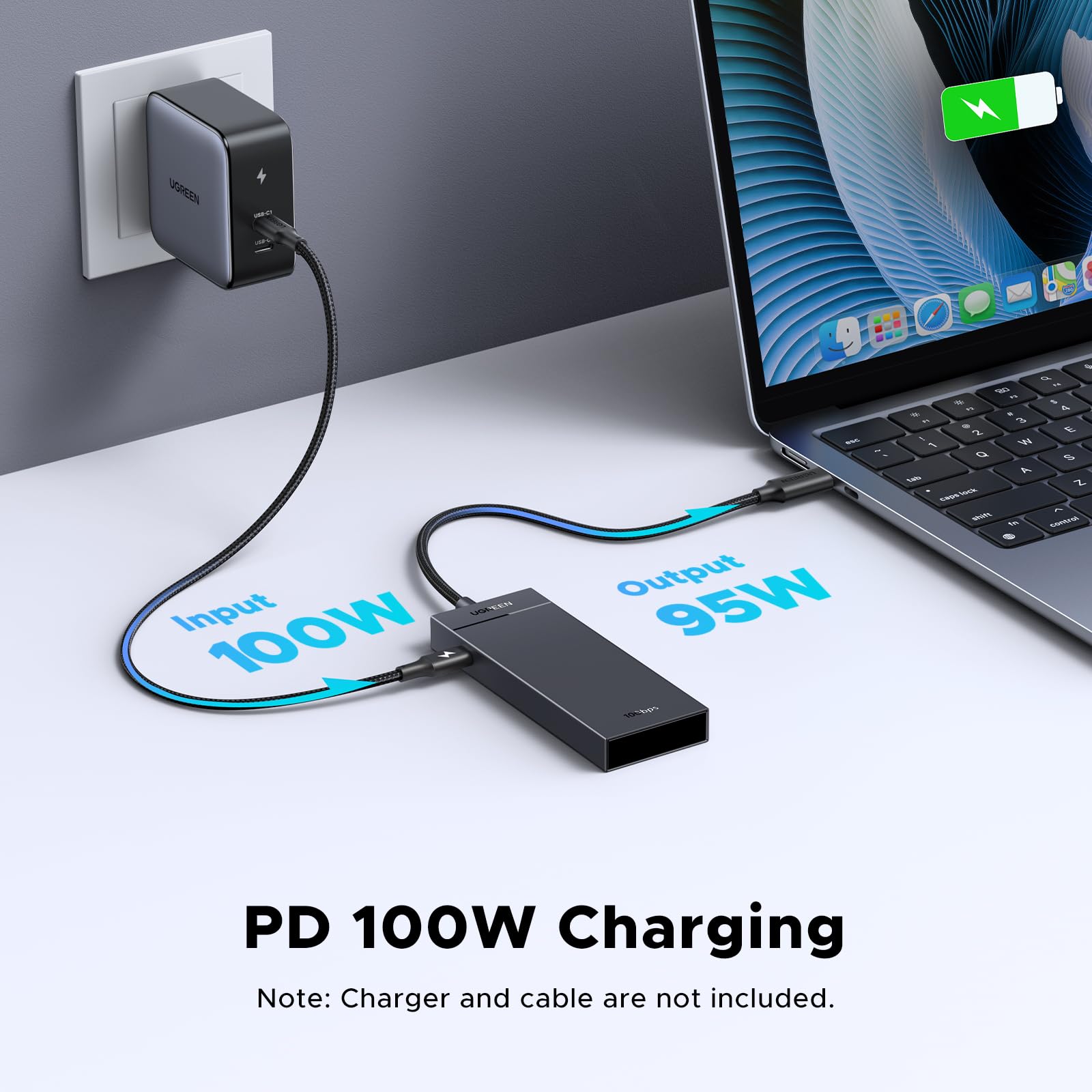 UGREEN USB C Hub 10 Gb/s z PD 100W, adapter z 4 portami USB C, szybki rozdzielacz wieloportowy USB C do iPhone'a serii 16, Galaxy S24, MacBooka Pro, iMaca, iPada Pro, Chromebooka i nie tylko | Transfer danych 4 x 10 Gb/s, wieloportowy rozdzielacz adaptera