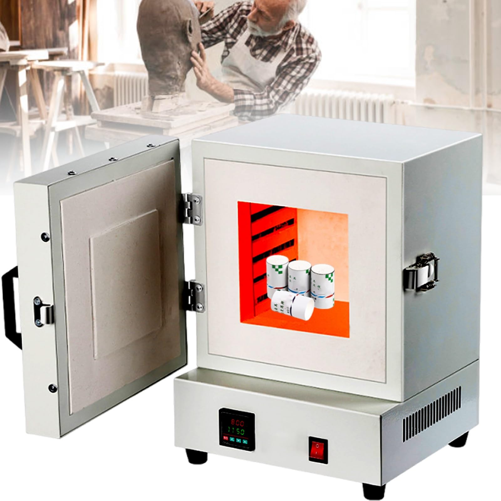 Horno de mufla eléctrico de Laboratorio para cerámica de 2000 W, 0–1150 °C, Horno de mufla eléctrico Cerrado de Laboratorio, Horno de Alta Temperatura Cerrado de Laboratorio, Estufas eléct