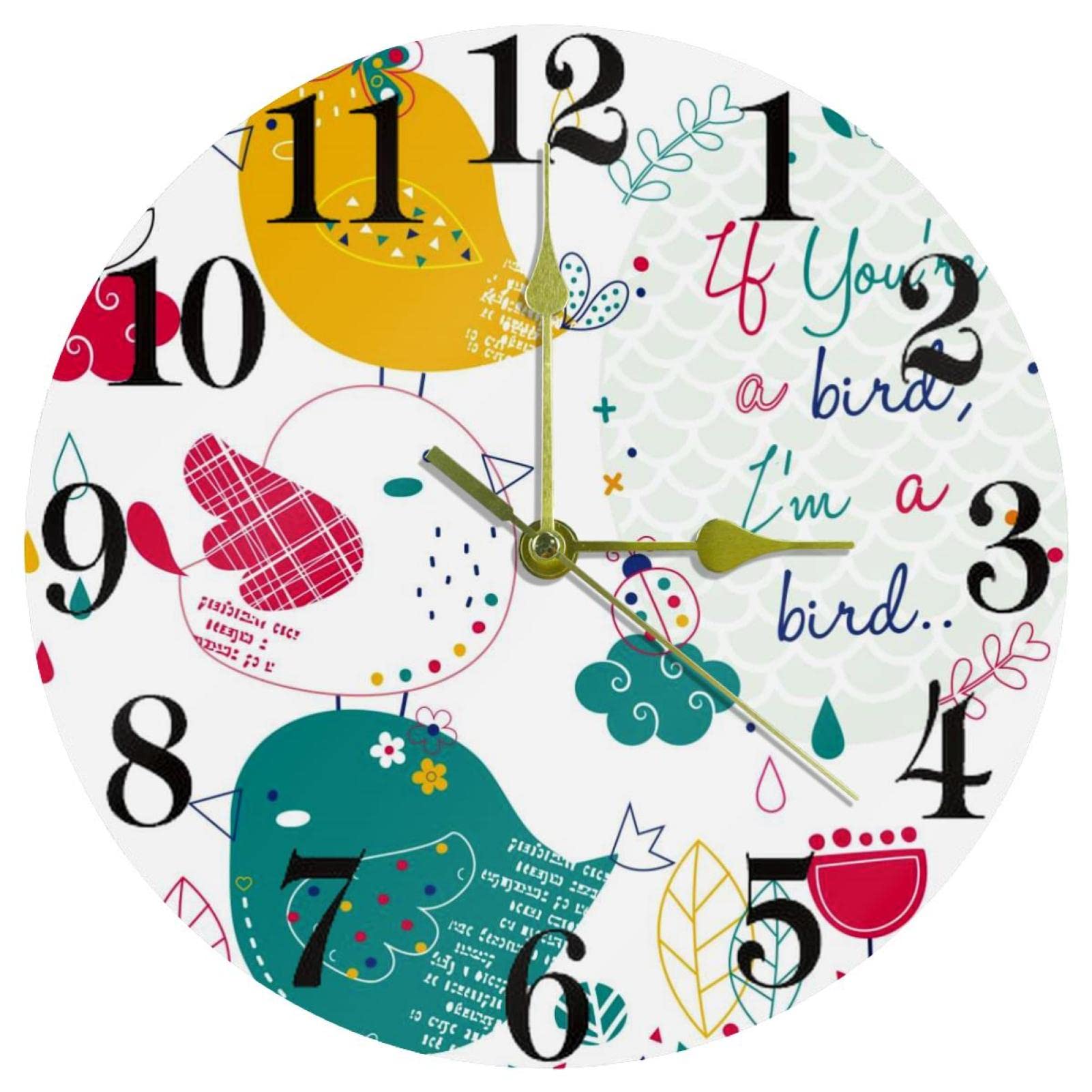 Horloge murale quartz oiseau 25cm silencieuse pour cuisine et bureau
