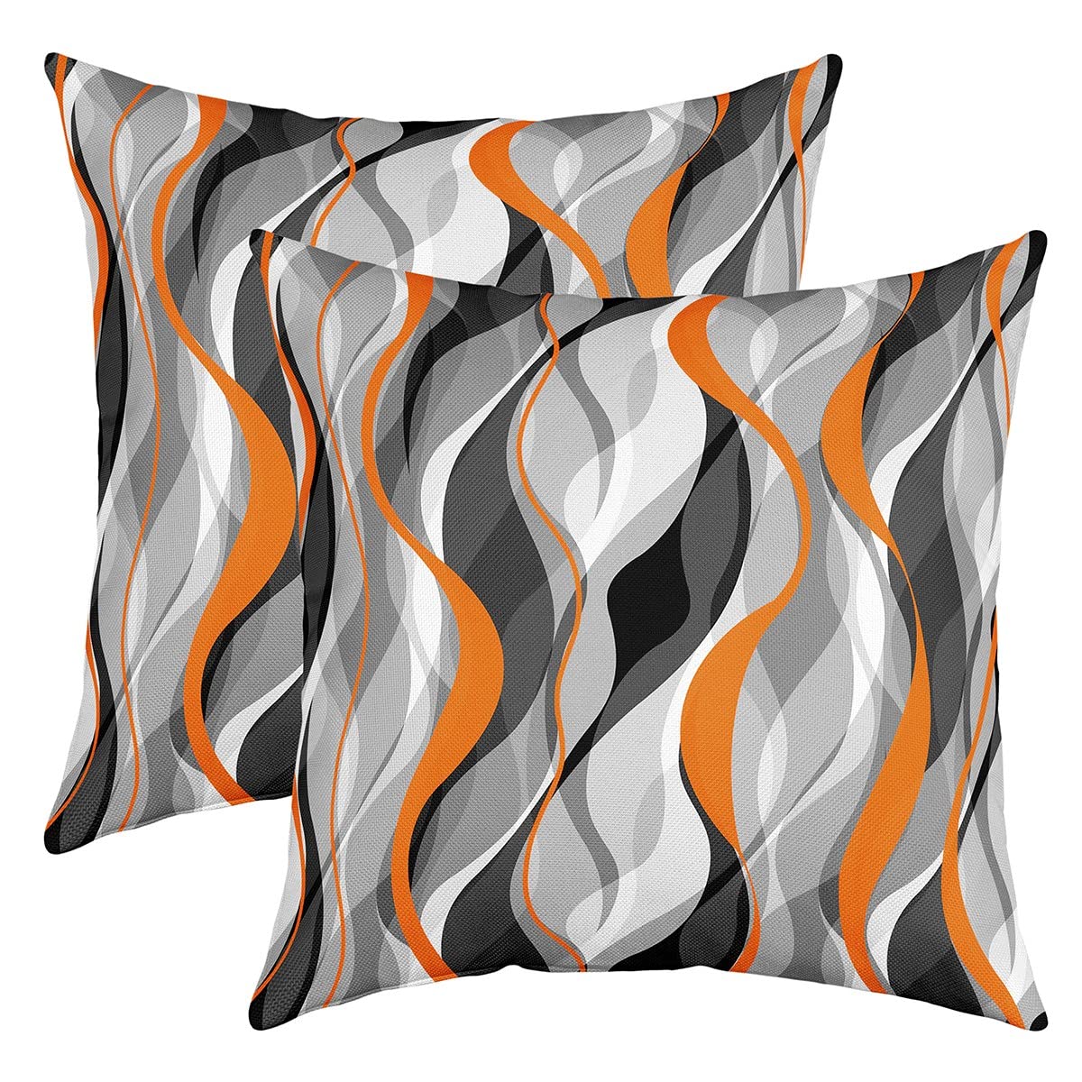 Loussiesd Orange Grey Black Stripes Reversible Throw Pillow Covers Kids Geometric Pillow Covers Home Decor for Square Cushion Covers Set of 2 Modern Striped Art Abstract Art 24x24 Inch