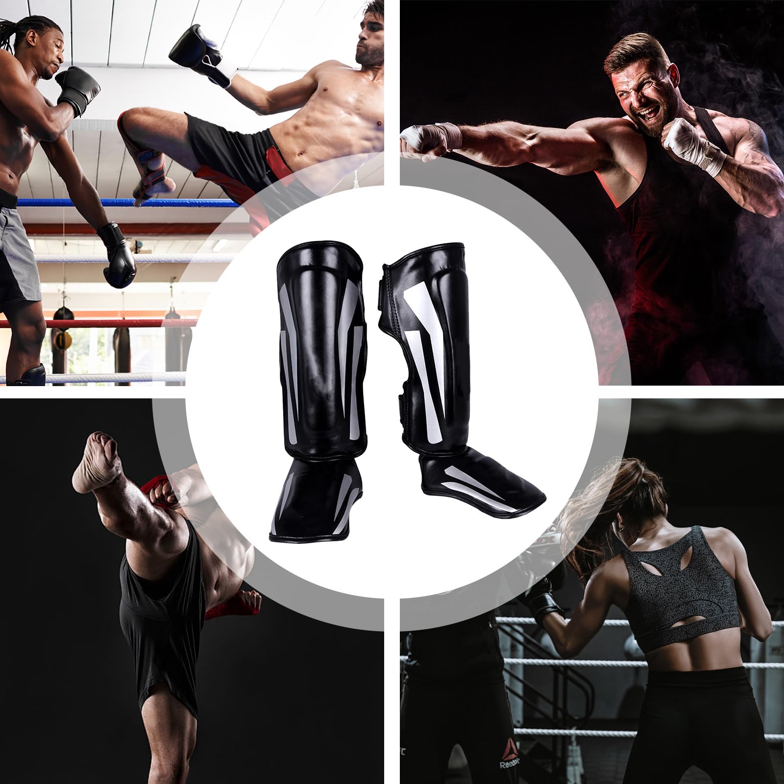 Schienbeinschoner, Profi Schienbeinschoner Extra Dick Verstellbare Beinschützer mit Ristschutz Kickboxen Schienbeinschützer Thaiboxen Kampfsport Spannschützer Kampfsport Trainingsausrüstung