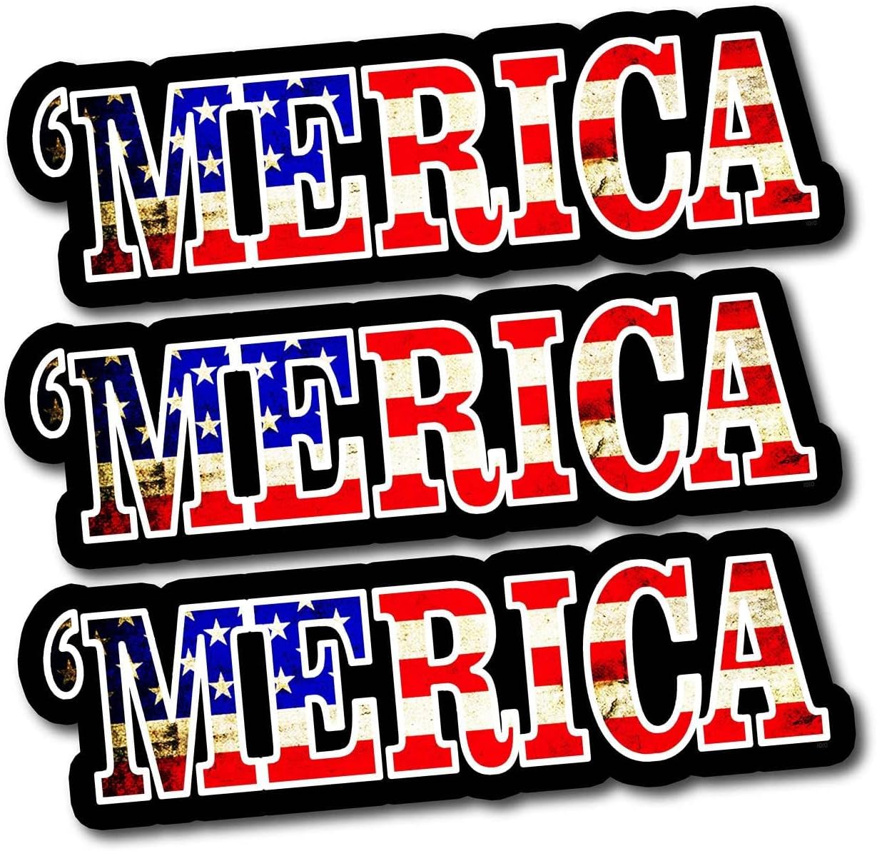 Merica Sticker, Patriotic Car Bumper Stickers, Different Sizes - USA America Decals Merica Flag Merica for Hard Hat, Car Bumper, Window, Truck