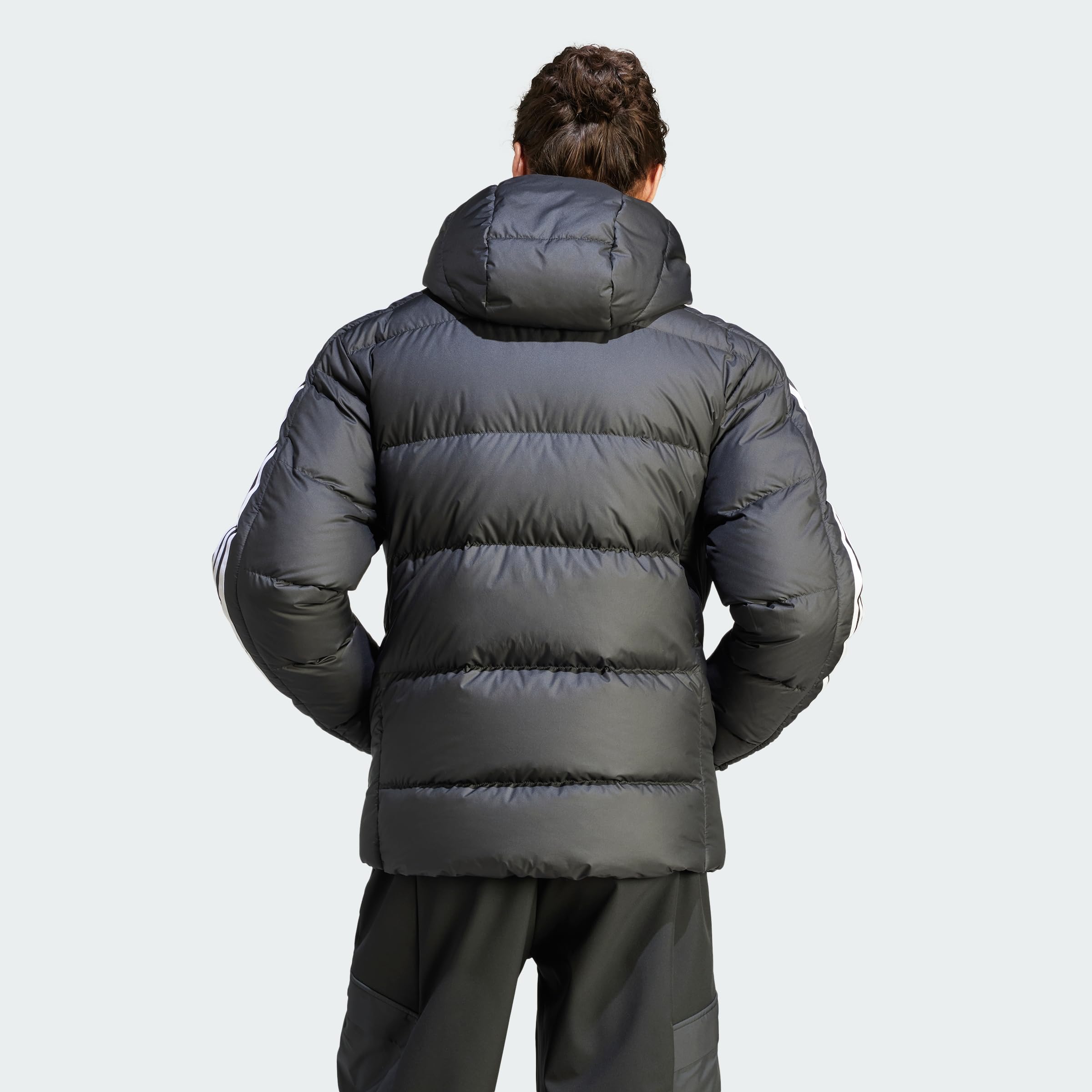 adidas Essentials Midweight Down Hooded Stripes Jacket Piumino Uomo (Pacco da 1)