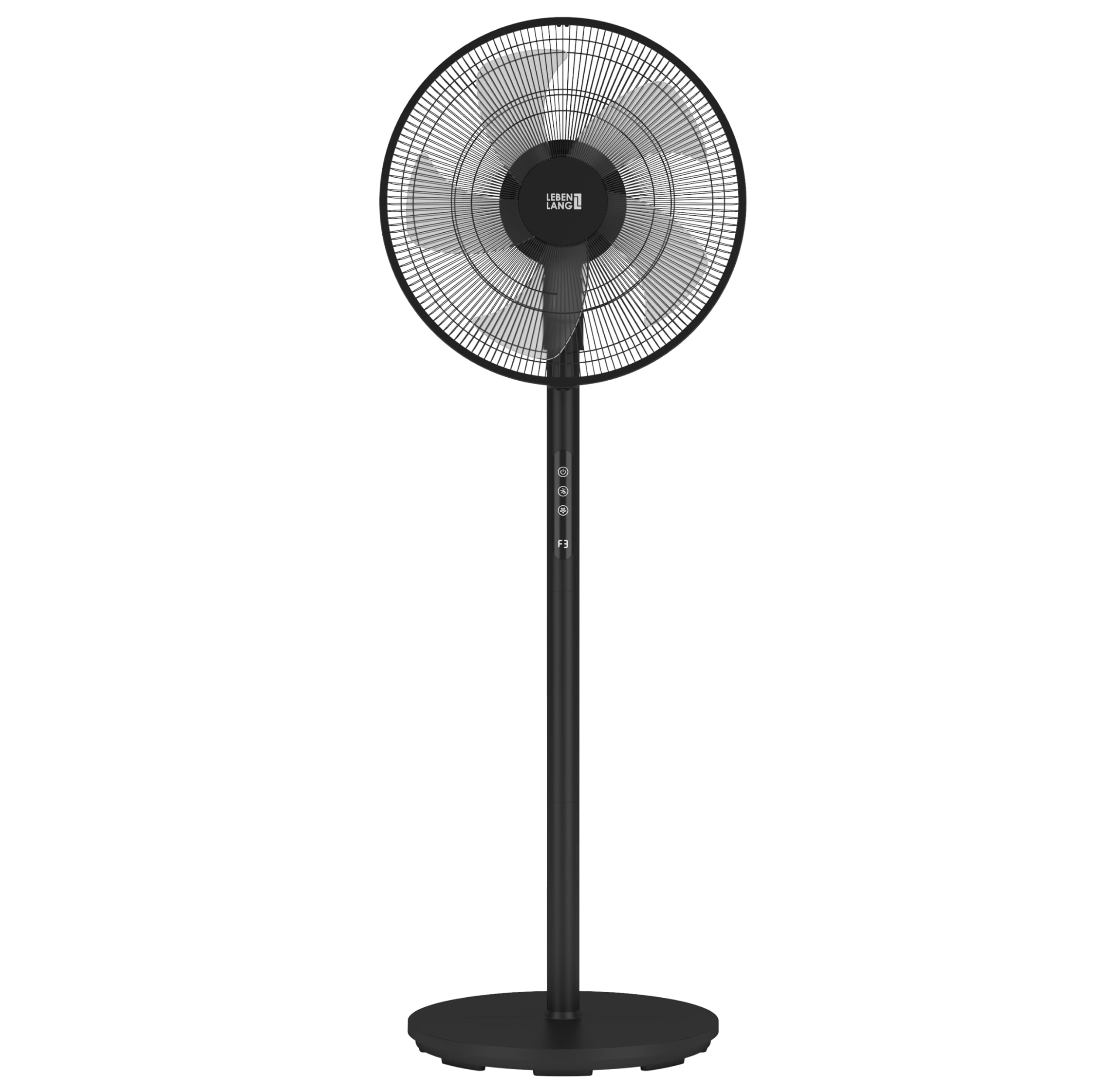 LEBENLANG Ventilatore a piantana - 60W & 5 modalità I 45cm Oscillante | Con telecomando & display LED I Ventilatore silenzioso Electric fan da pavimento Standing fans notte Ventilatori potente