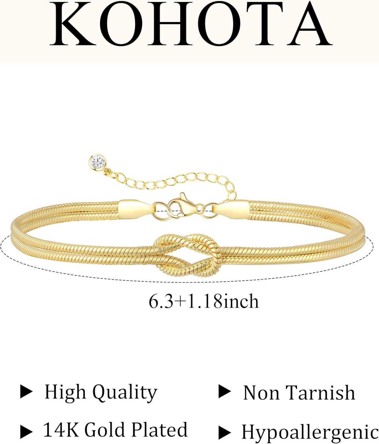 KOHOTA Valentines Day Gifts Silver Gold Bracelets for Women Trendy 14K Gold Plated Bracelet for Women Non Tarnish Dainty Stackable Heart Pearl Knot Beaded Bracelets Stack Set Charm Mothers Day Jewelry - Image 6