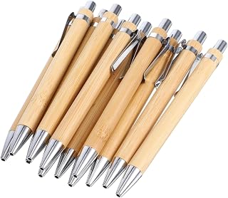 SAFIGLE 12 Bolígrafos De Bambú Negros De Madera Especiales De Bambú De Punta Media De Polipropileno Color Caqui