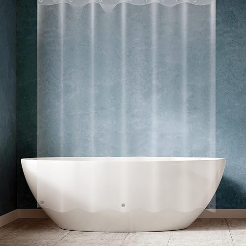 Miniatura 8 de SO HOME Forro de cortina de ducha  PEVA resistente calibre 6  3 imanes pesados integrados  12 ojales de aluminio (2, transparente, 72 x 70 pulgadas