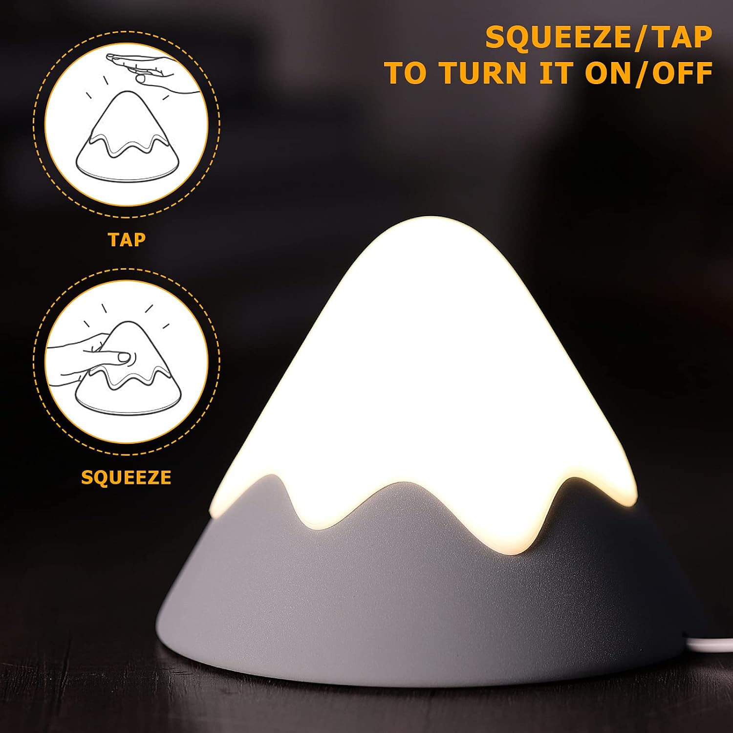 Uonlytech LED Night Nursery Lamp Table Night Light Rechargeable Snow Mountain Shaped Lamp Bedside Lamp for Kids Children Room
