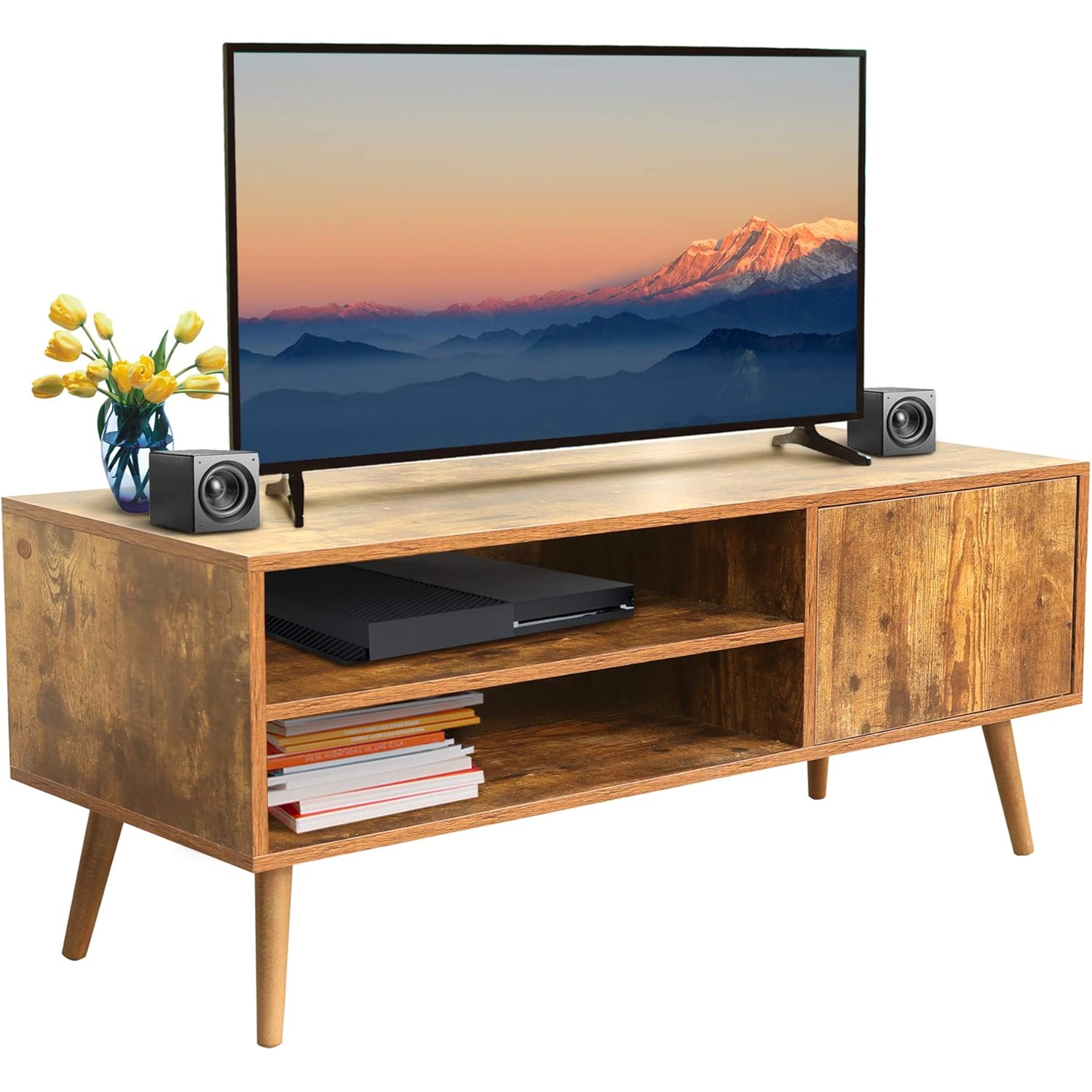 KD ModySimble TV Stand with Storage for TV up to 43 inch, Retro TV Table for Media