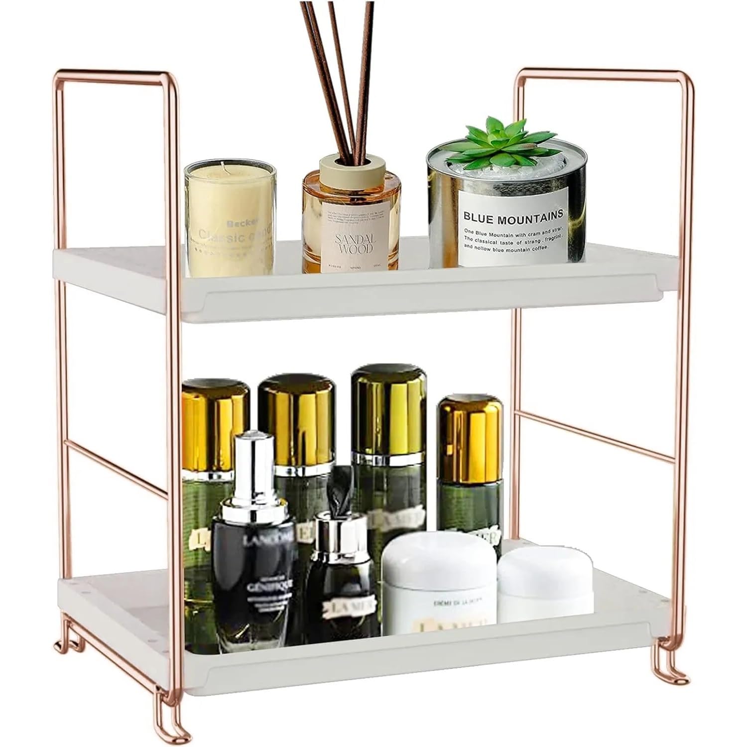 oddpod™ 2-Tier Metal Freestanding Stackable Organizer Rack, Bathroom Countertop Storage Shelves/Multi-Layer Desktop Cosmetics & Kitchen Spice Organizer (Rose Gold) (B0D8J5BYL4) Amazon Price History, Amazon Price Tracker