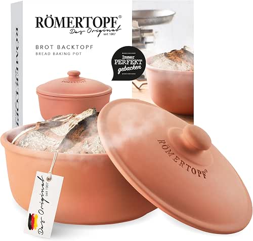 Römertopf Brot-Back-Topf Ø 23 cm Brotbackform Naturton mit Deckel