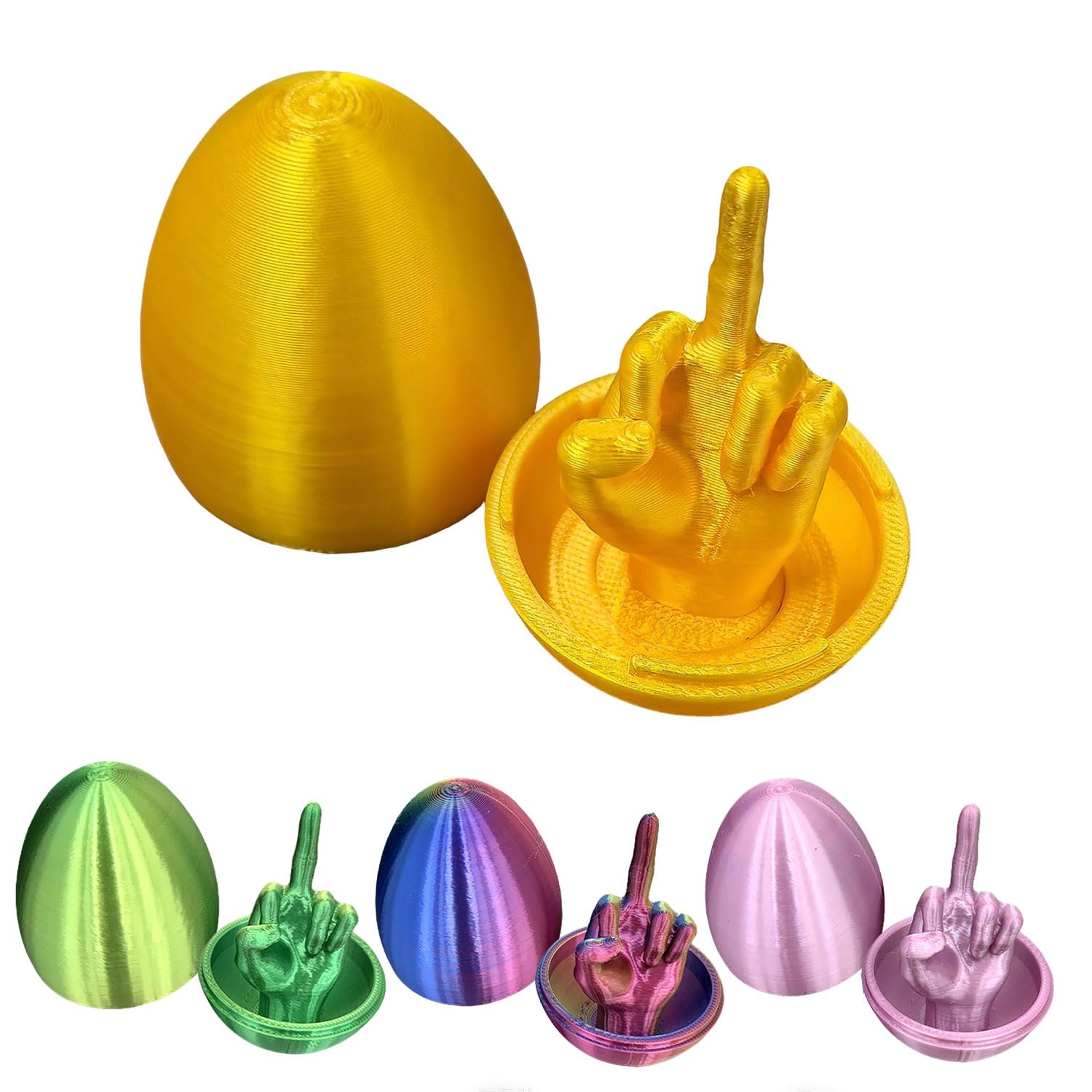 Middle Finger Easter Egg, Funny 3D Printed Middle Finger in Egg, Hilarious Middle Finger Surprise Gift Easter Gift for Adults, Best Easter Gift, Funny Gag Gift Idea (Yellow)