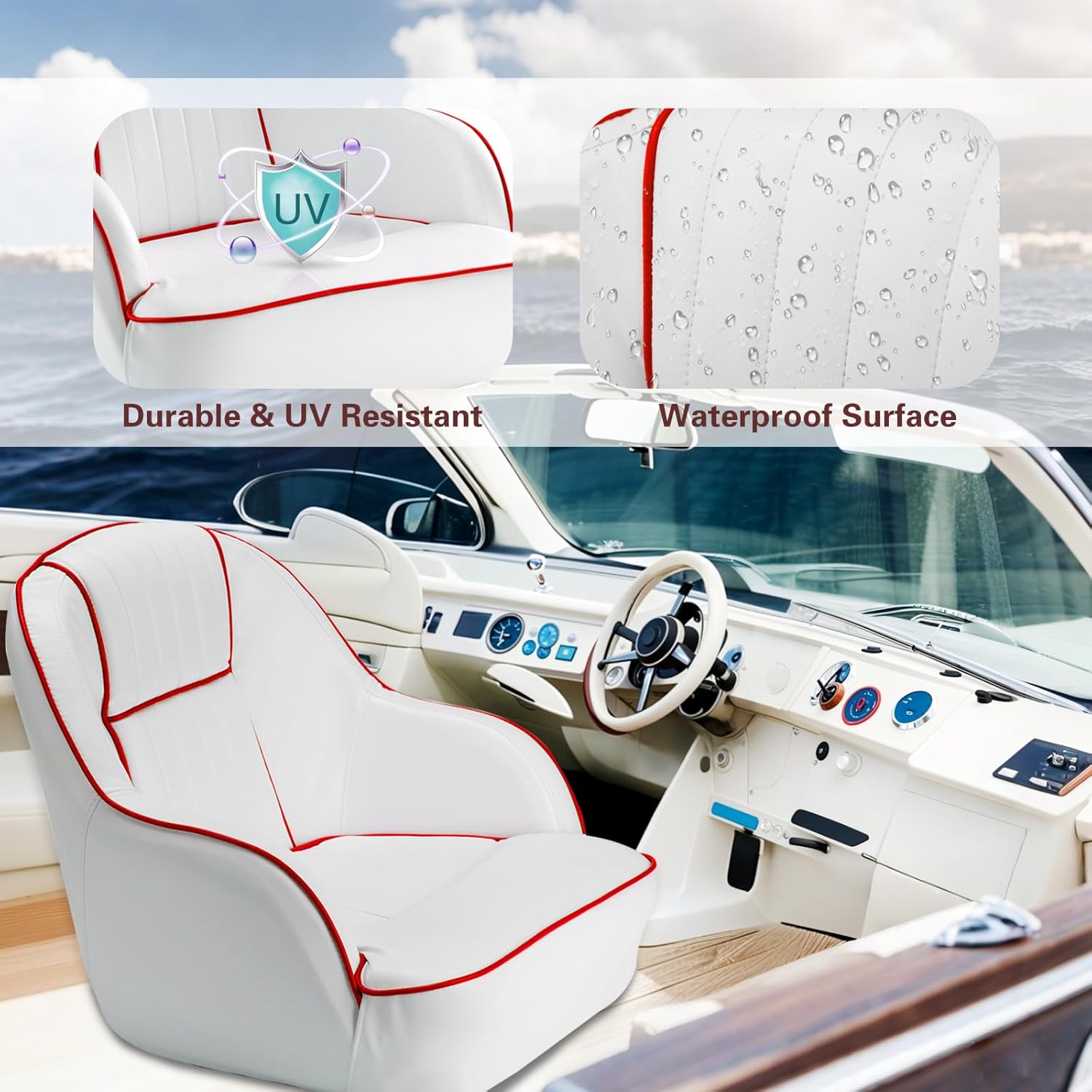Boat Bucket Seat, Boat Fishing Chair Pontoon Boat Seat, Ergonomic Captain's Bucket Seat