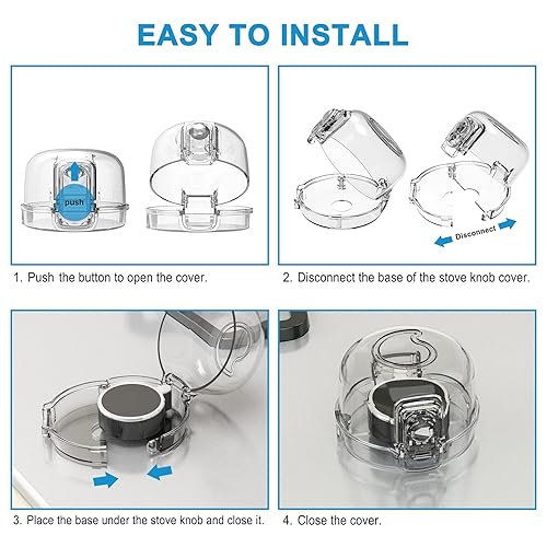 Miniatura 7 de Fundas de perilla de estufa para seguridad infantil tamaño universal fundas de perilla de estufa de gas con adhesivo acrílico fuerte a prueba de