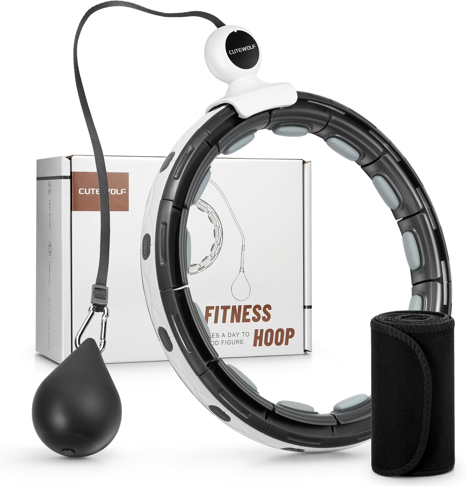 Weighted Fit Hoop for Adult Weight Loss, 18 Detachable Links Smart Fitness Hoop Great for Adults and Beginners