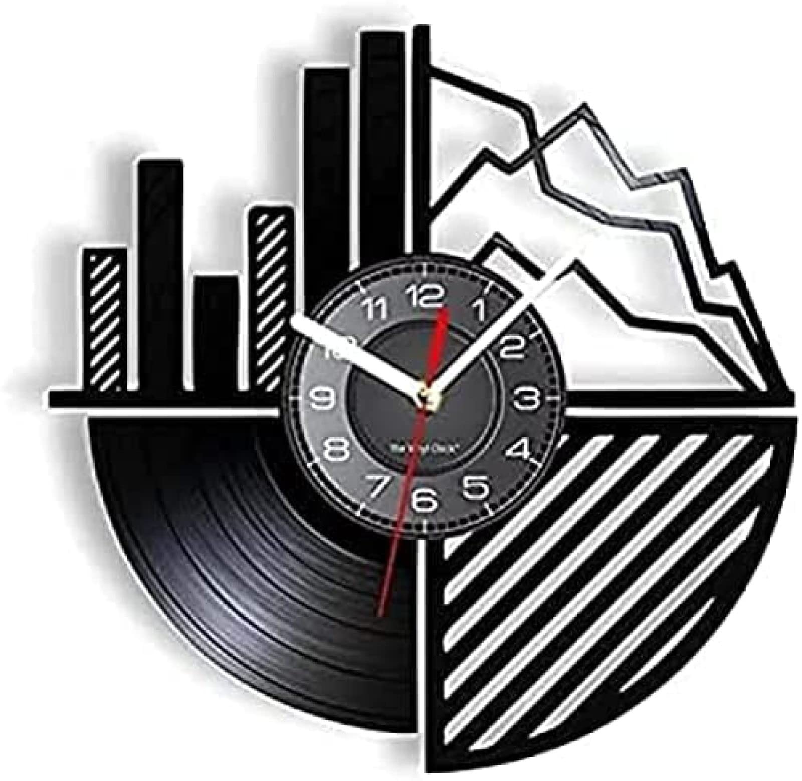 Horloge marché boursier en disque vinyle - Décoration murale d'exception