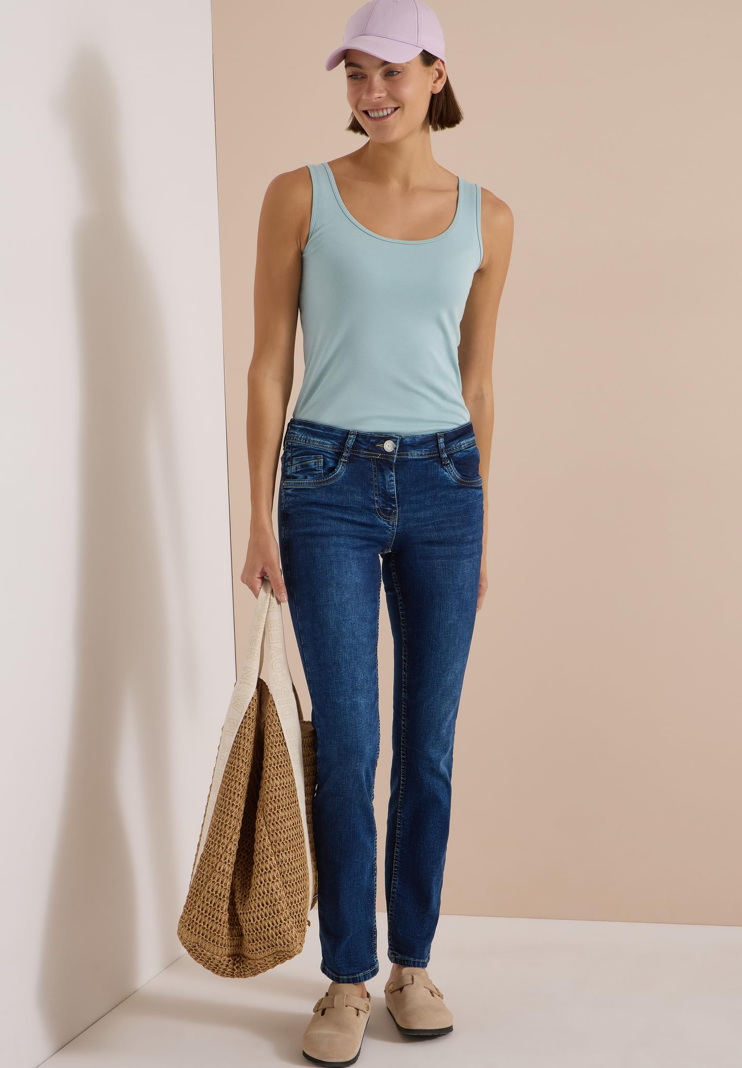 Cecil - 3818662, Jeans a Vita Media, Gamba Dritta, vestibilità Casual Donna