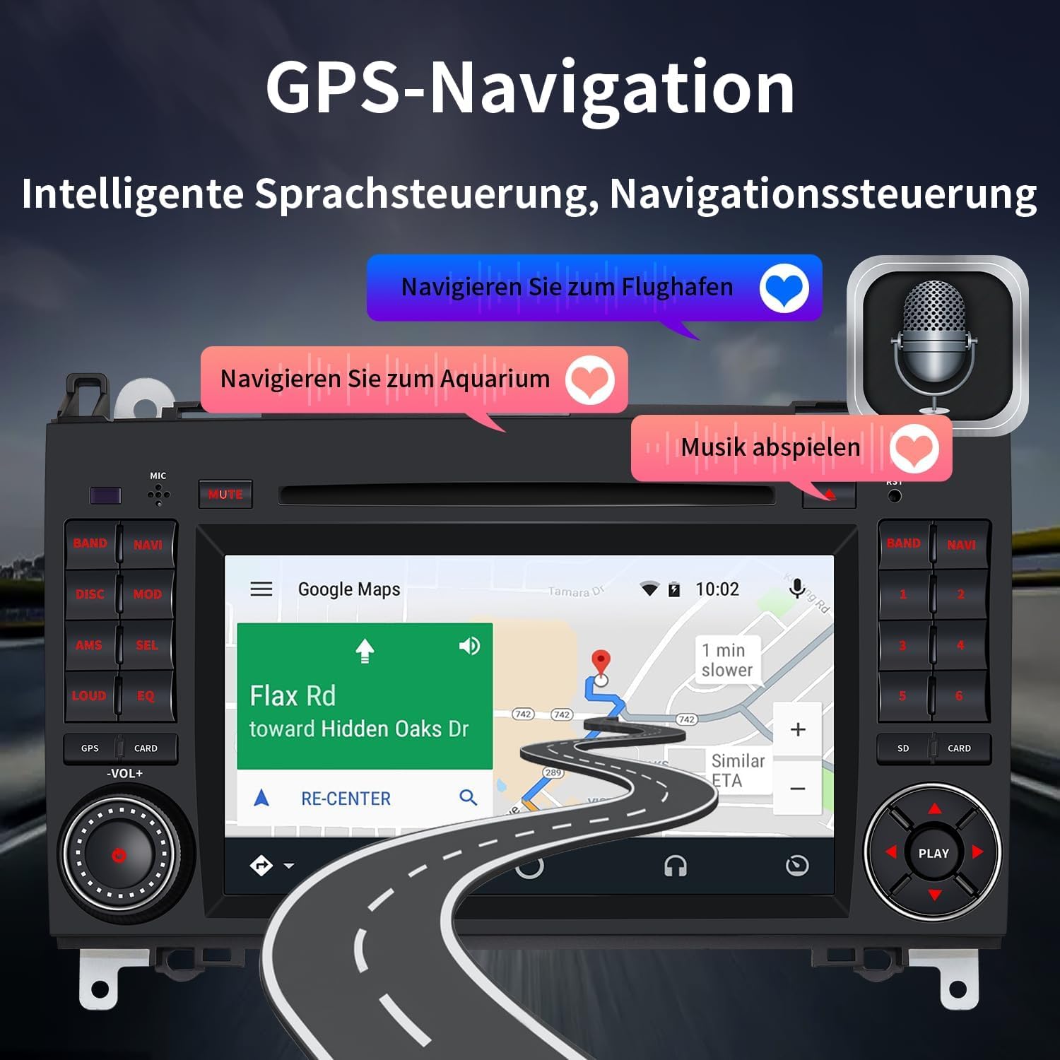 Autoradio für Mercedes Vito W639, Sprinter W906, A-Klasse W169, B-Klasse W245 – 2 DIN Radio mit CarPlay, DAB+, Navi, Bluetooth