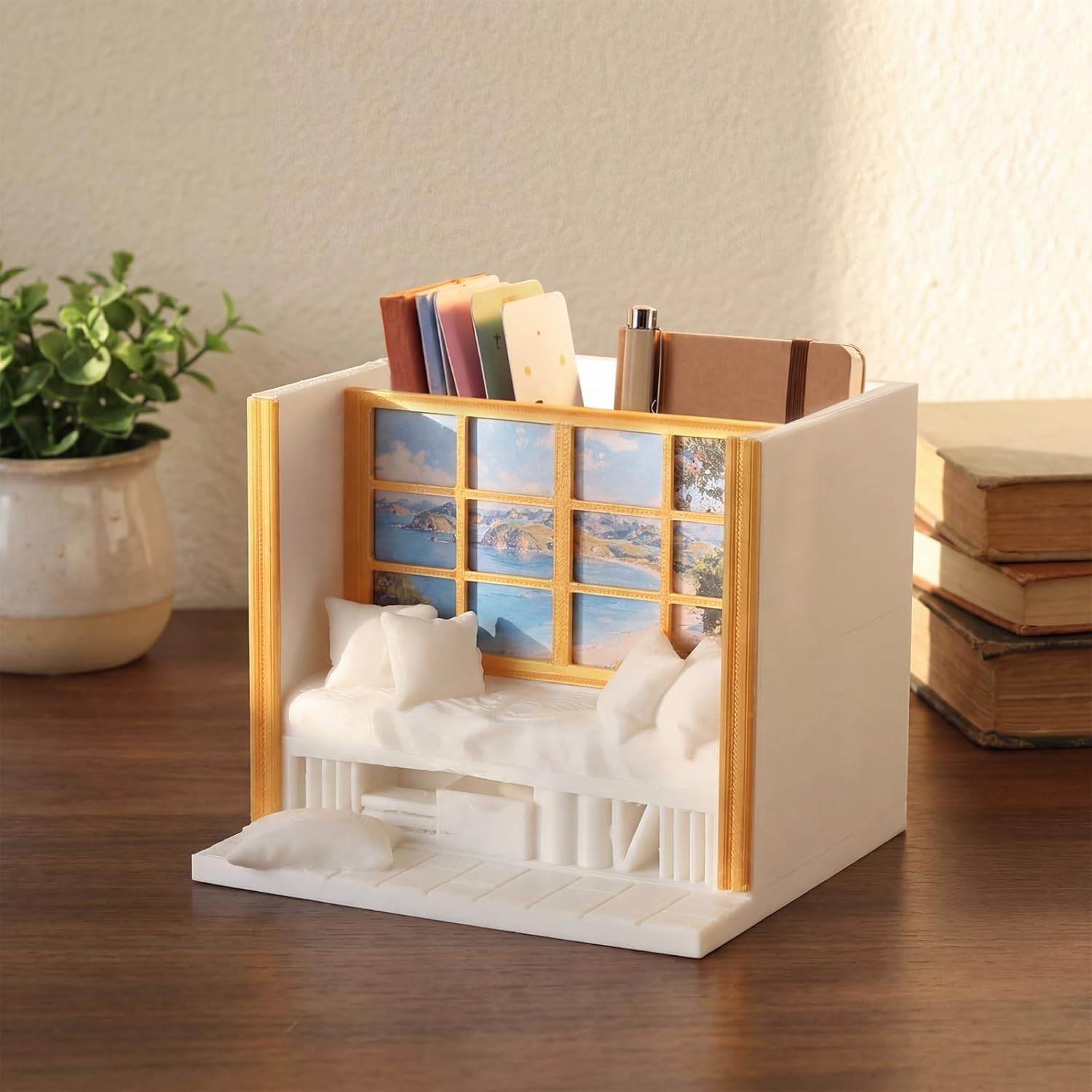 Yookeer 3D Printed Bookmark Holder Display with Window Scene Reading Nook Bookmark Display Book Lover Gift Bookish Accessory Office Desk Supplies End of Year Gift for Teacher