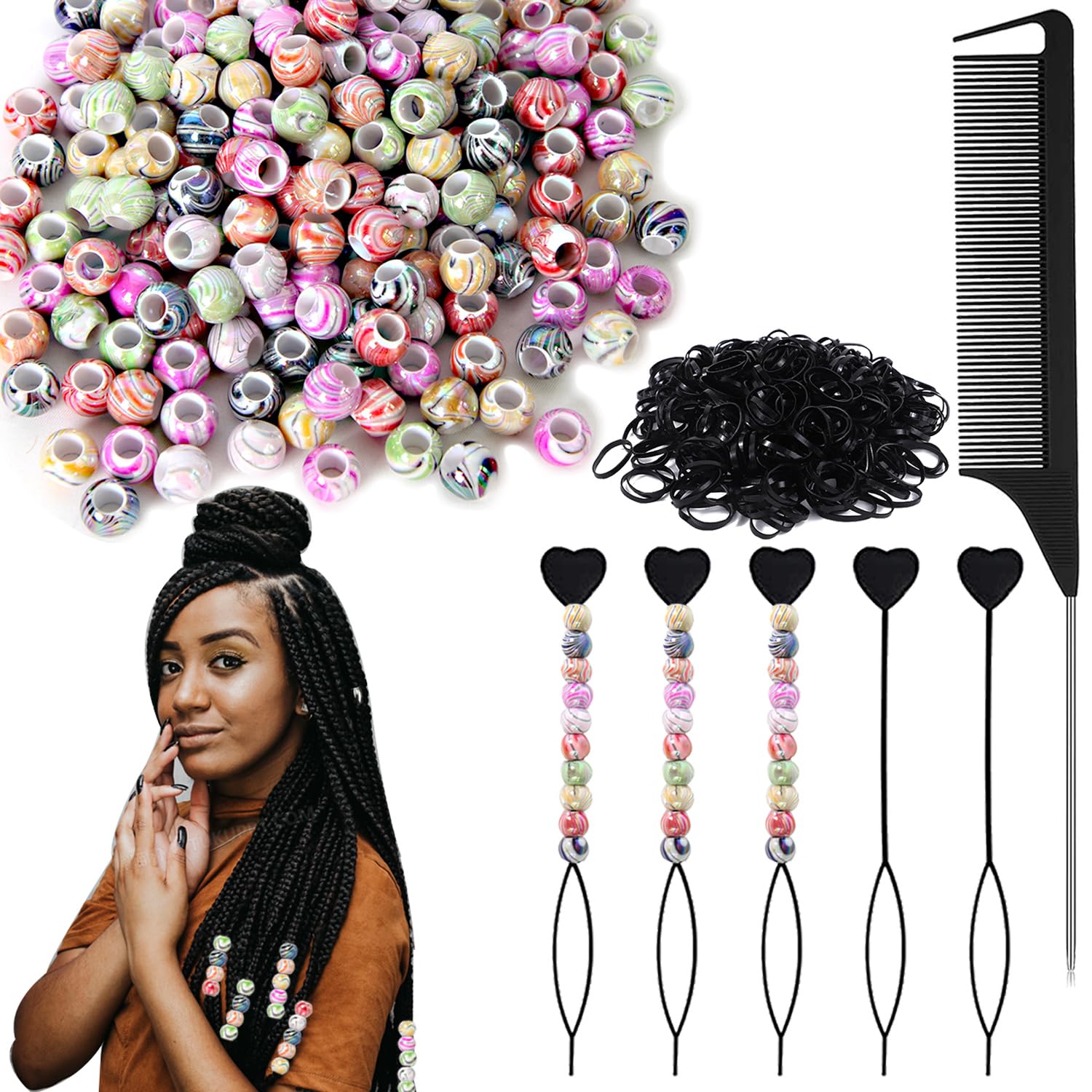 406Pcs Hair Beads Set for Hair Braids for Women Girls