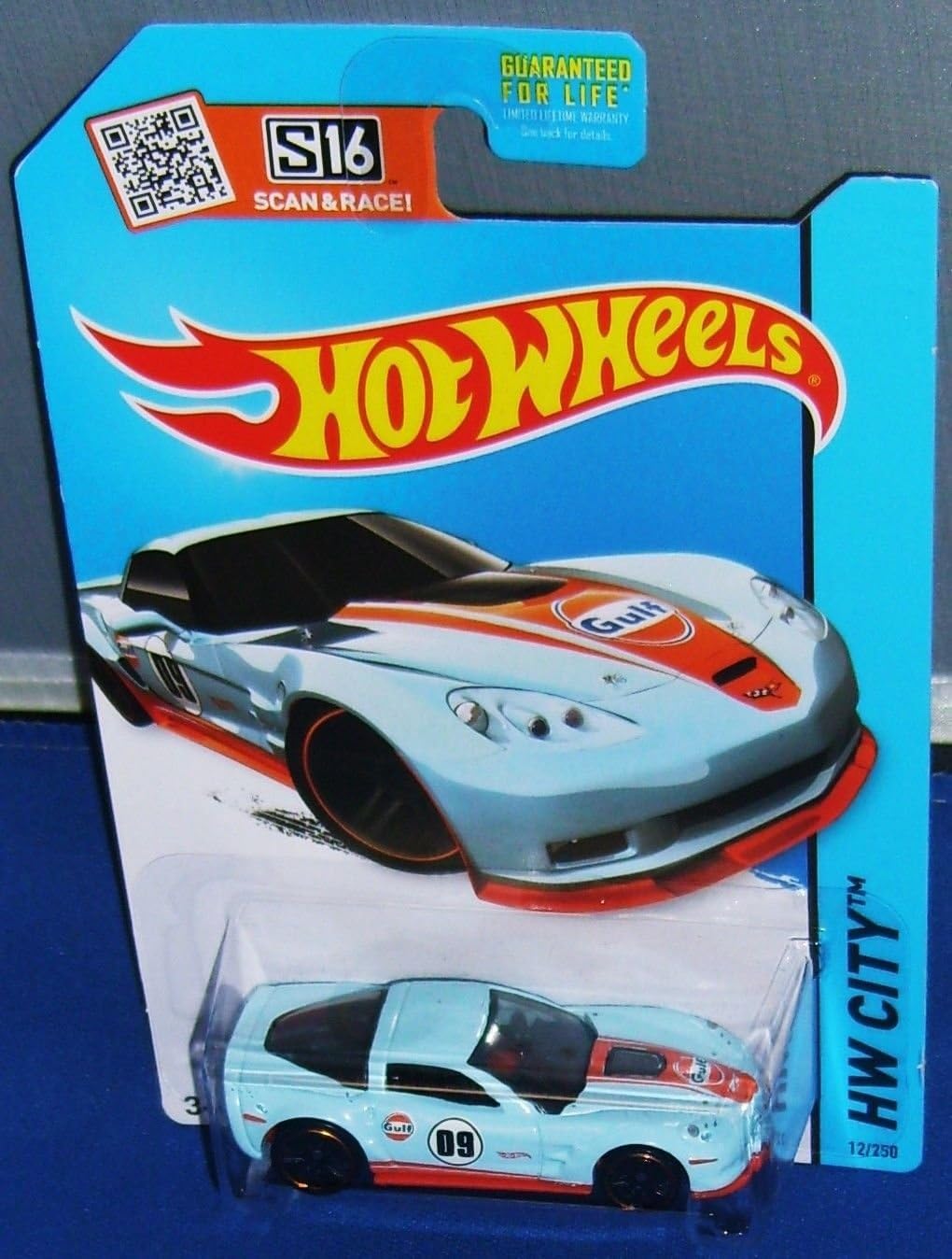 Hot Wheels, 2015 HW City, '09 Corvette ZR1 [Gulf Oil Light Blue and Orange] Die-Cast Vehicle #12/250, 1:64 Scale