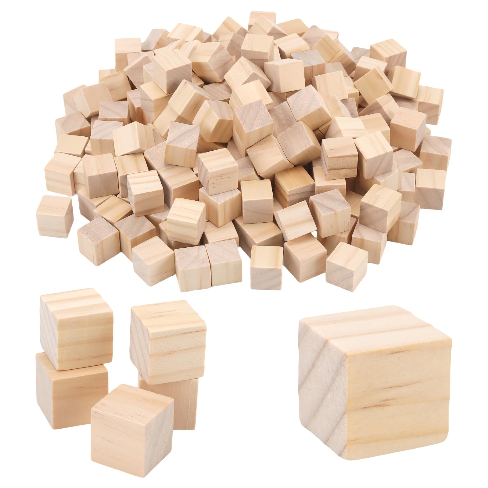 Blocs en bois de pin naturel 2x2 cm pour loisirs créatifs et peinture x200